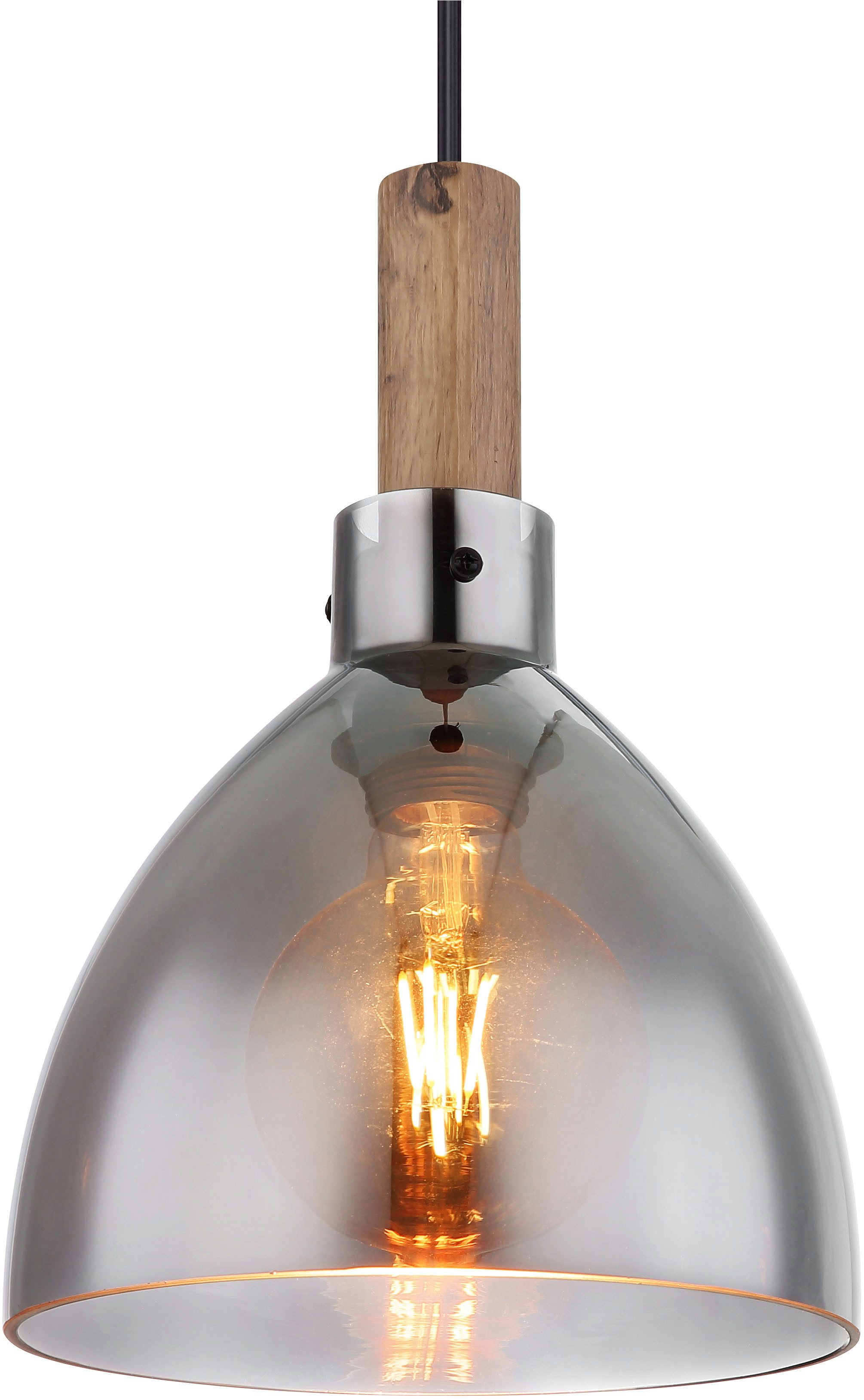 GLOBO LIGHTING Hängeleuchte MATTEA, ohne Leuchtmittel, Hänelampe/Pendelleuchte/Glas rauchfarben/Wohnzimmer/Esszimmer