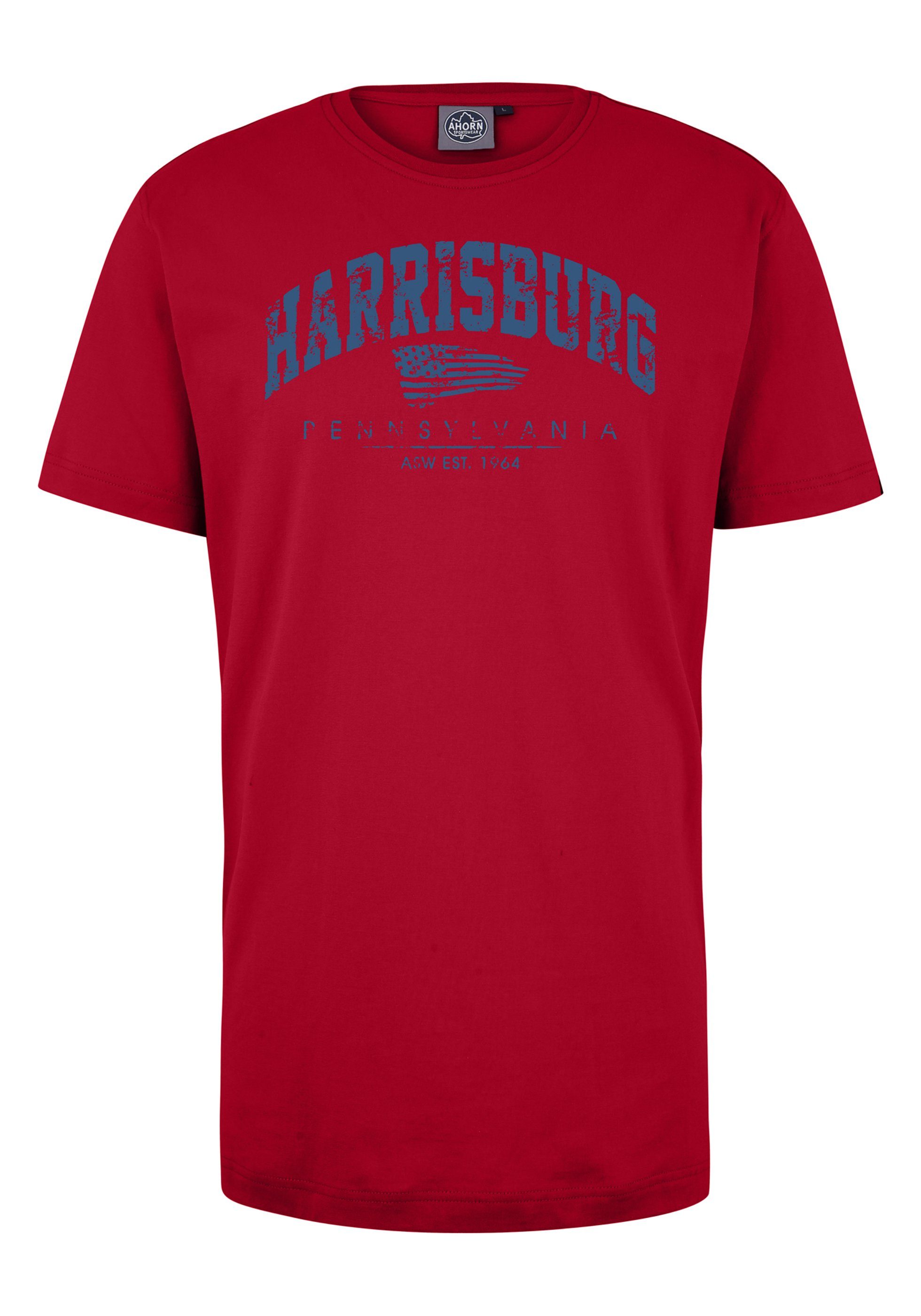 Frontprint HARRISBURG_ATLANTIC SPORTSWEAR mit BLUE AHORN modischem T-Shirt rot