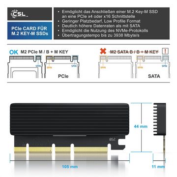 CSL Computer-Adapter, PCIe Karte, Erweiterungskarte für M.2 Key-M SSDs, NVMe Standard