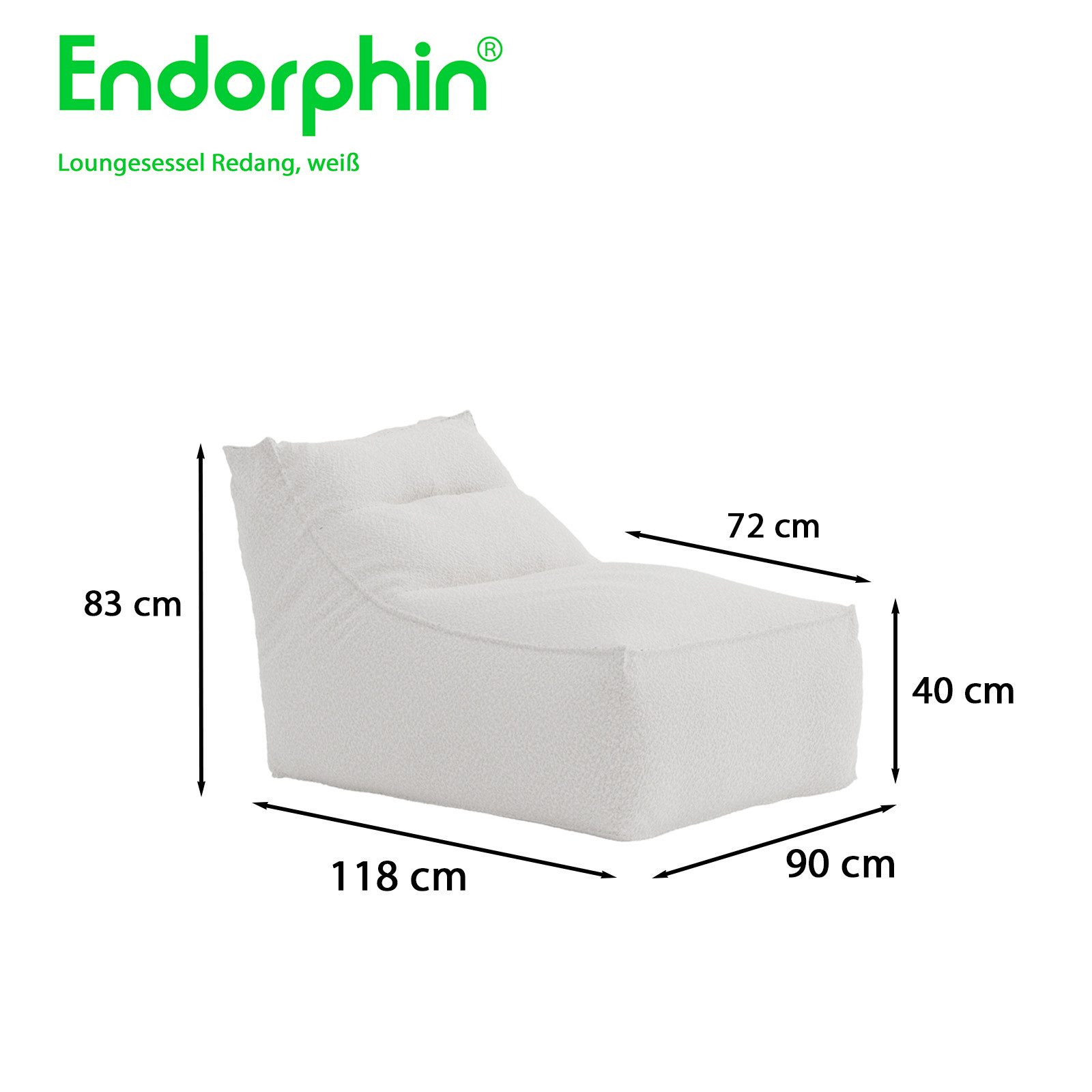 Endorphin Loungesessel Loungesessel Redang- Bouclé Weiss, Gartenmöbel, Indoor Outdoor Möbel, Abnehmbarer Bezug