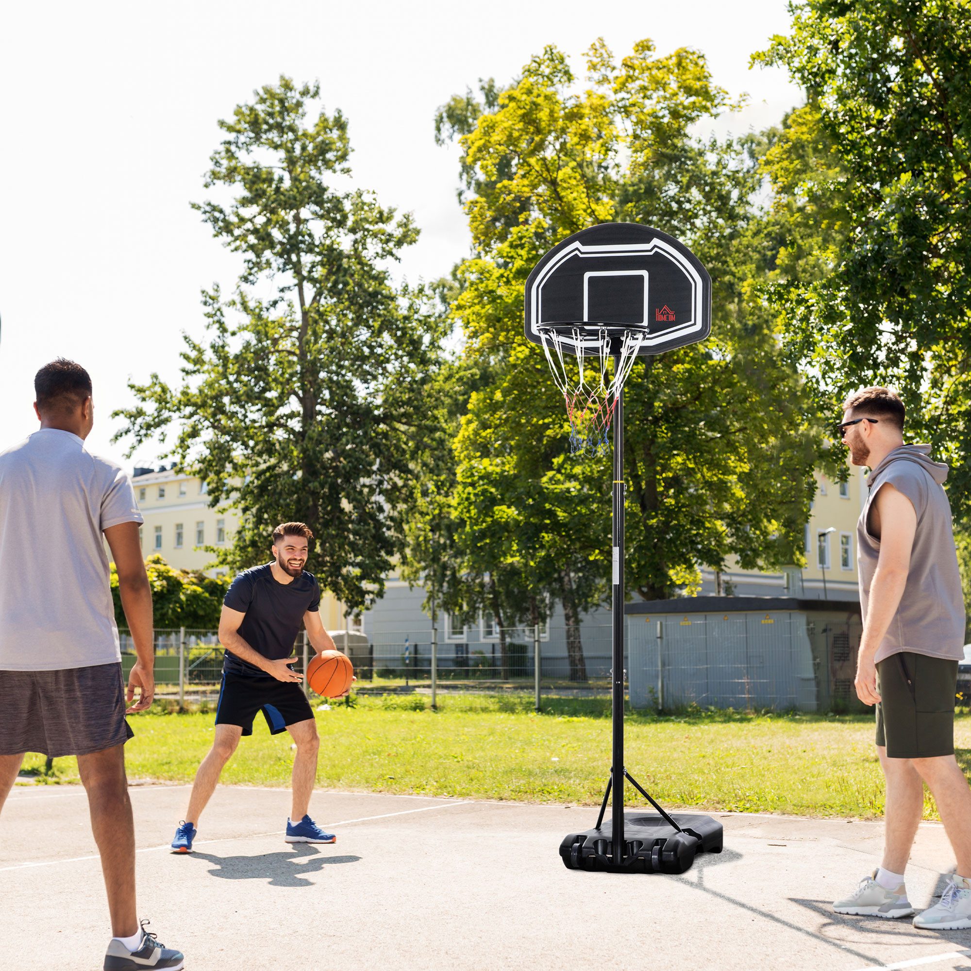 HOMCOM Basketballkorb 160-210 cm Höhenverstellbar, mit Rollen (Basketballanlage mit Ständer, 1-St., Basketballständer), für Jungendliche, Schwarz