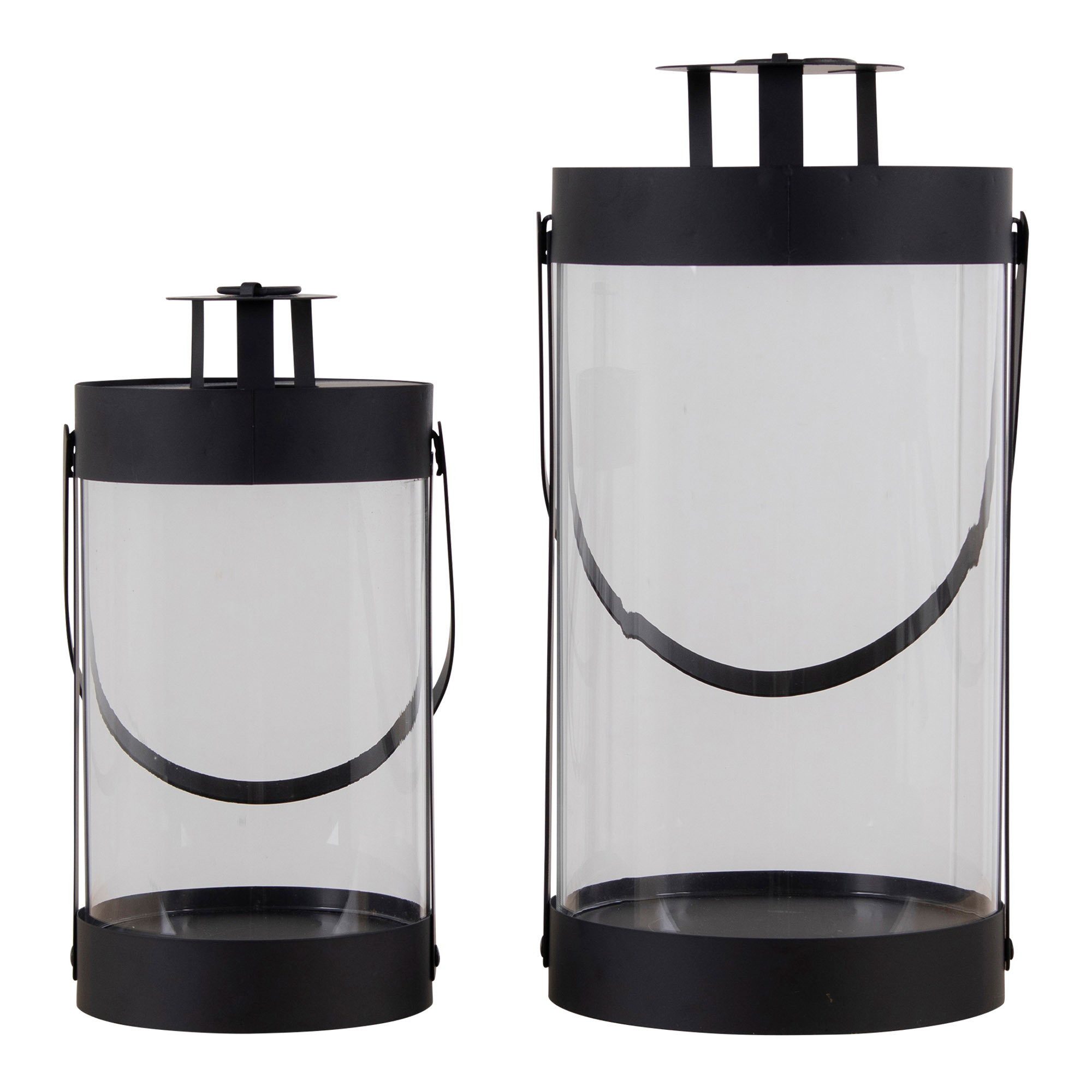 tinkaro LED Laterne Bondi Laternen Set 2-teilig 12 x 15 x 24-32 cm Schwarz, Stimmungsvolle Windlichter als Deko-Set für verschiedene Wohnräume