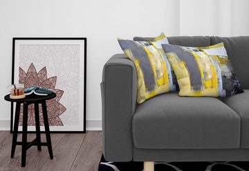 Kissenbezüge Modern Accent Doppelseitiger Digitaldruck, Abakuhaus (2 Stück), Gelb und Grau Abstraktes Gemälde