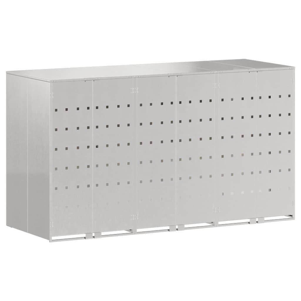 vidaXL Mülltonnenbox Wagenmüllbehälter für 3 Behälter Edelstahl Silber (1 St)
