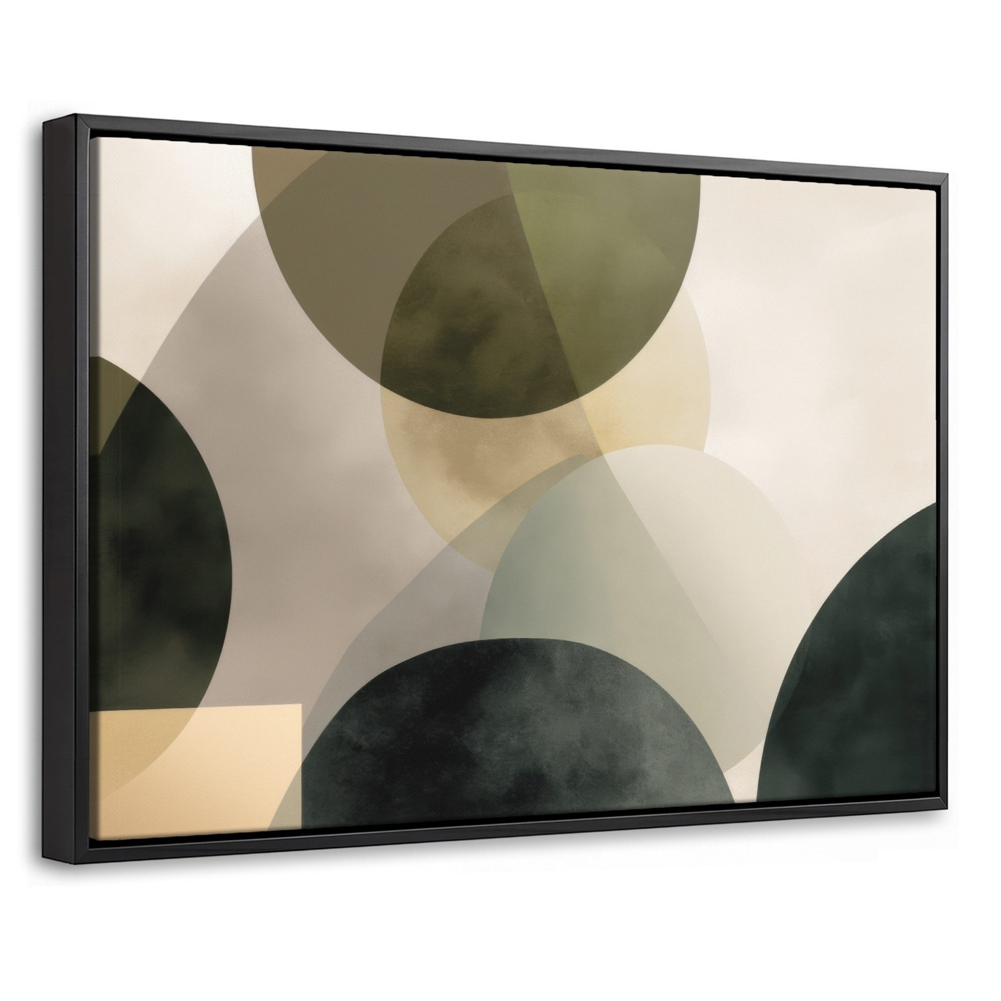 OneMillionCanvasses® Leinwandbild mit Rahmen - Flugzeuge - Abstrakt - Beige - Kreise, Fotodruck (1 St), Bilder, Zimmer Wand Bild Dekoration 30x20cm