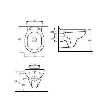 Belvit Tiefspül-WC BV-EW4001Komplett, wandhängend, Abgang waagerecht, Hygienedusche/Taharet
