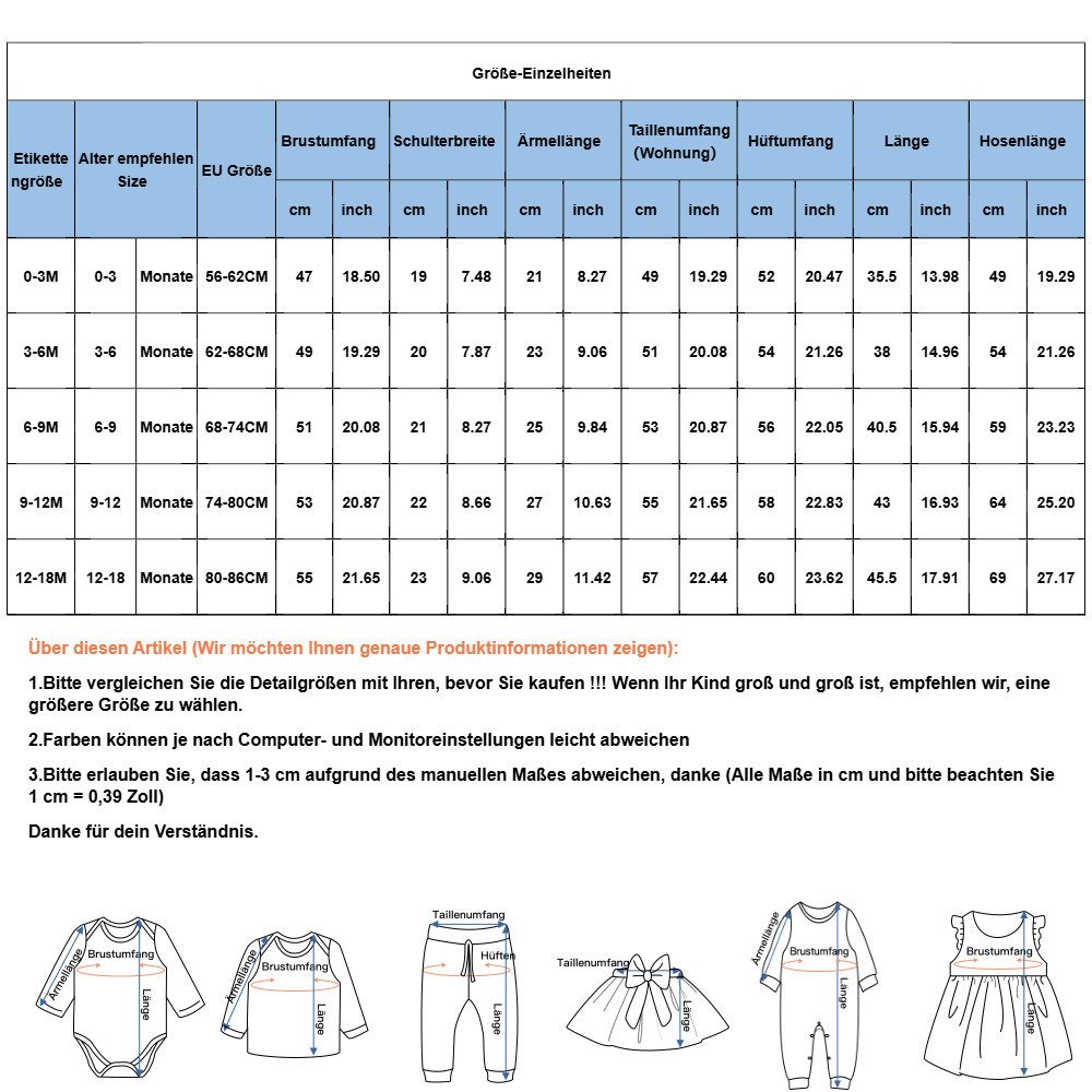 Lapastyle Langarmshirt & Hose Baby-Set für Neugeborene, gestreifter Pullover & Overall mit Tierdruck (Set, 2-ylg) Niedlicher Geburtstagsanzug für Baby Jungen, langärmliger Strampler