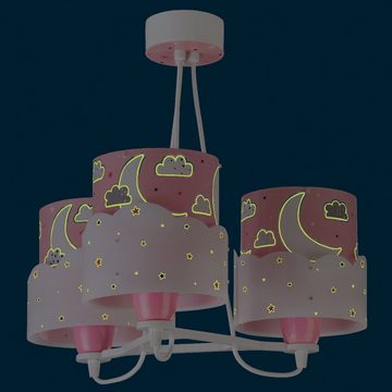 Dalber Deckenleuchte Kinderzimmer Pendelleuchte Moon in Pink 3-flammig, Farbe: Pink, Leuchtmittel enthalten: Nein, warmweiss, Kinderzimmerlampe, Kinderleuchte