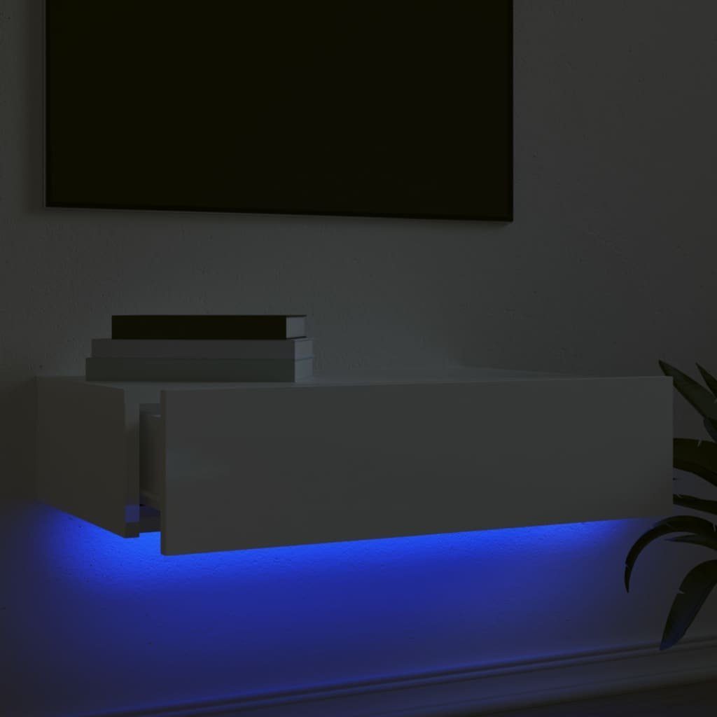 vidaXL TV-Schrank TV-Schrank mit LED-Leuchten 60x35x15,5 cm (1-St) Hochglanz-Weiß
