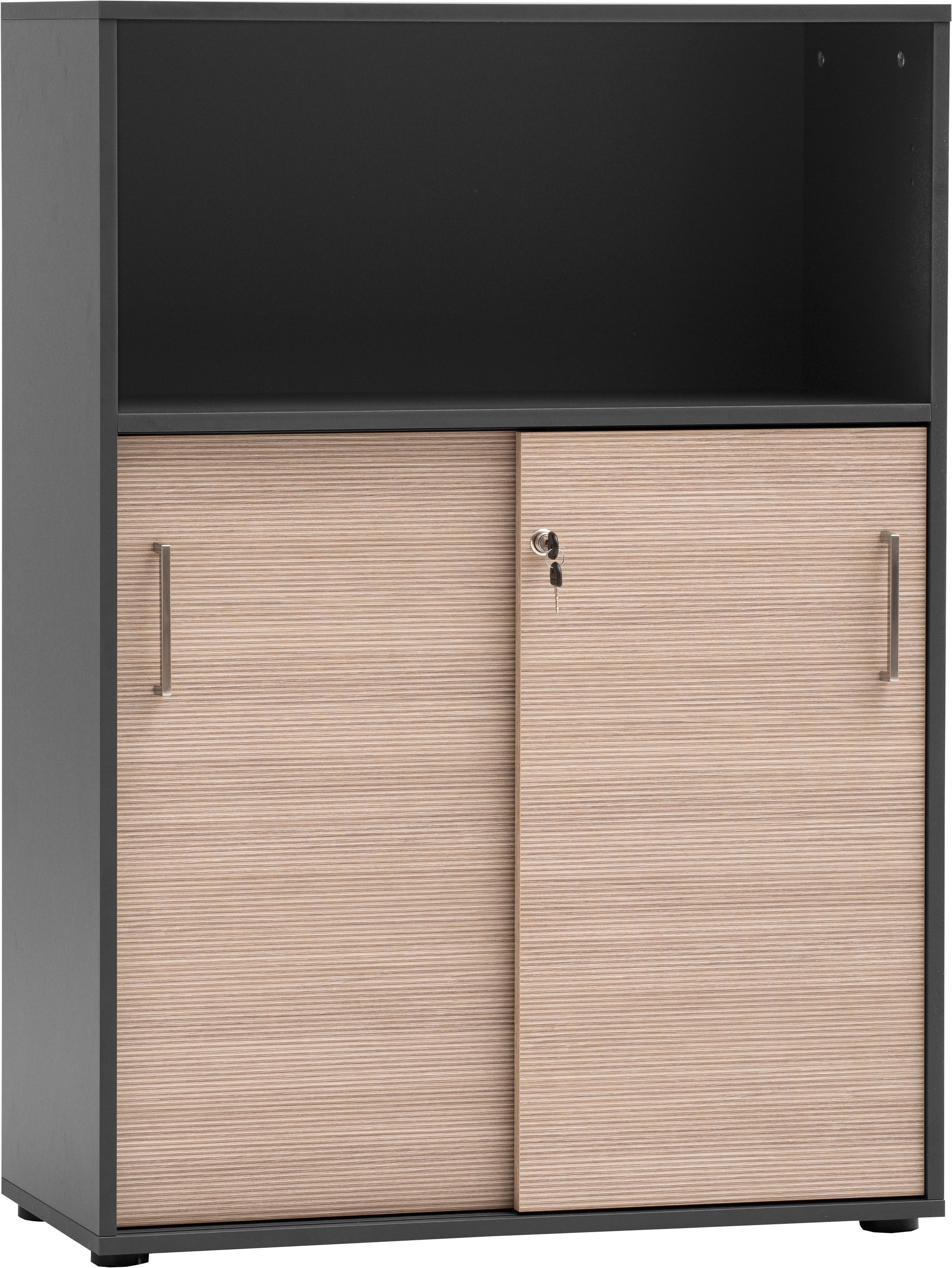 Schildmeyer Schiebetürenschrank METZ, Aktenschrank abschließbar, Höhe 113,4 cm, MADE IN GERMANY (1-St) Fronten in Canello, MADE IN GERMANY