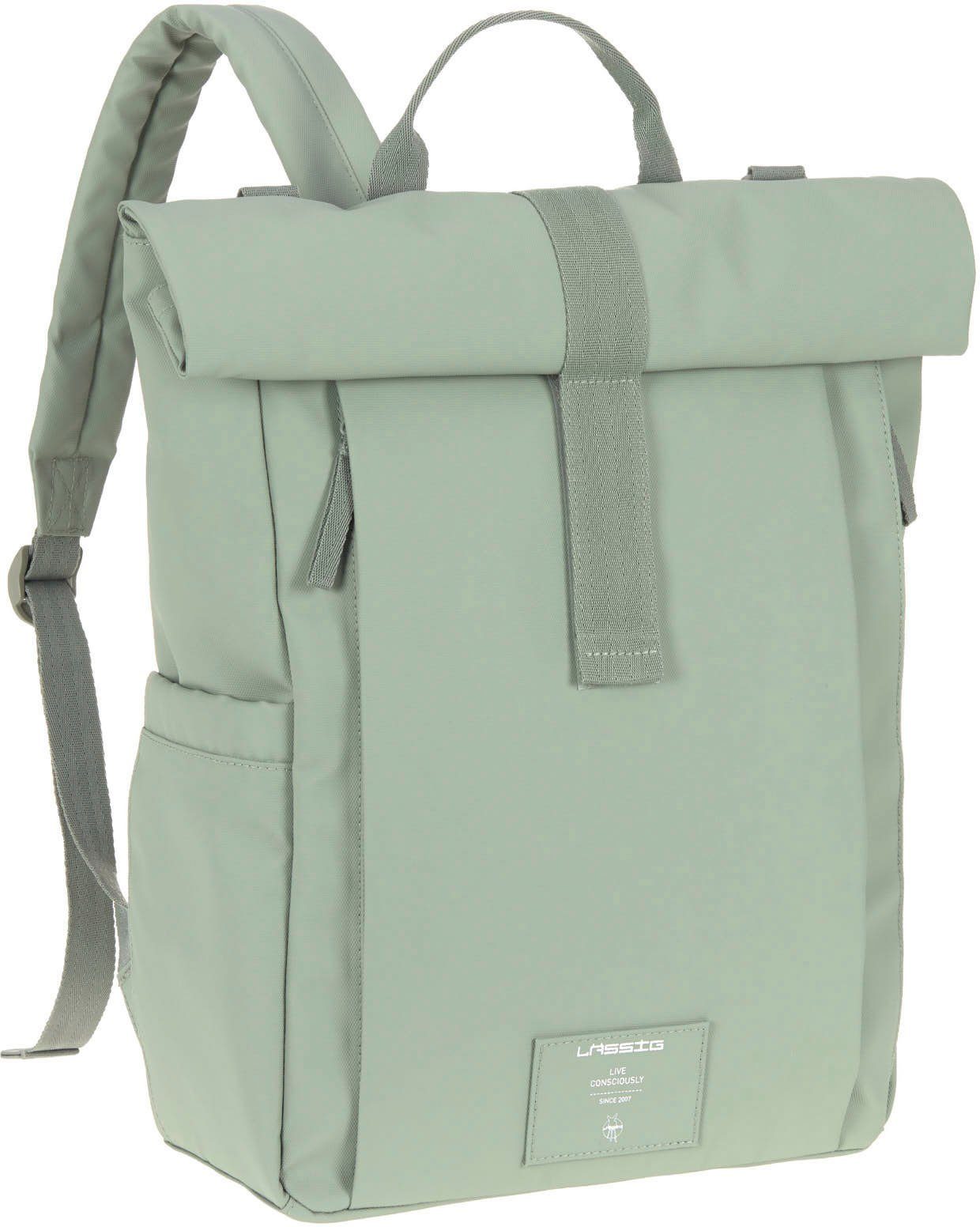 silver green, Material Rolltop Label, Teil recyceltem Wickelrucksack LÄSSIG Up, vegan; zum aus Green