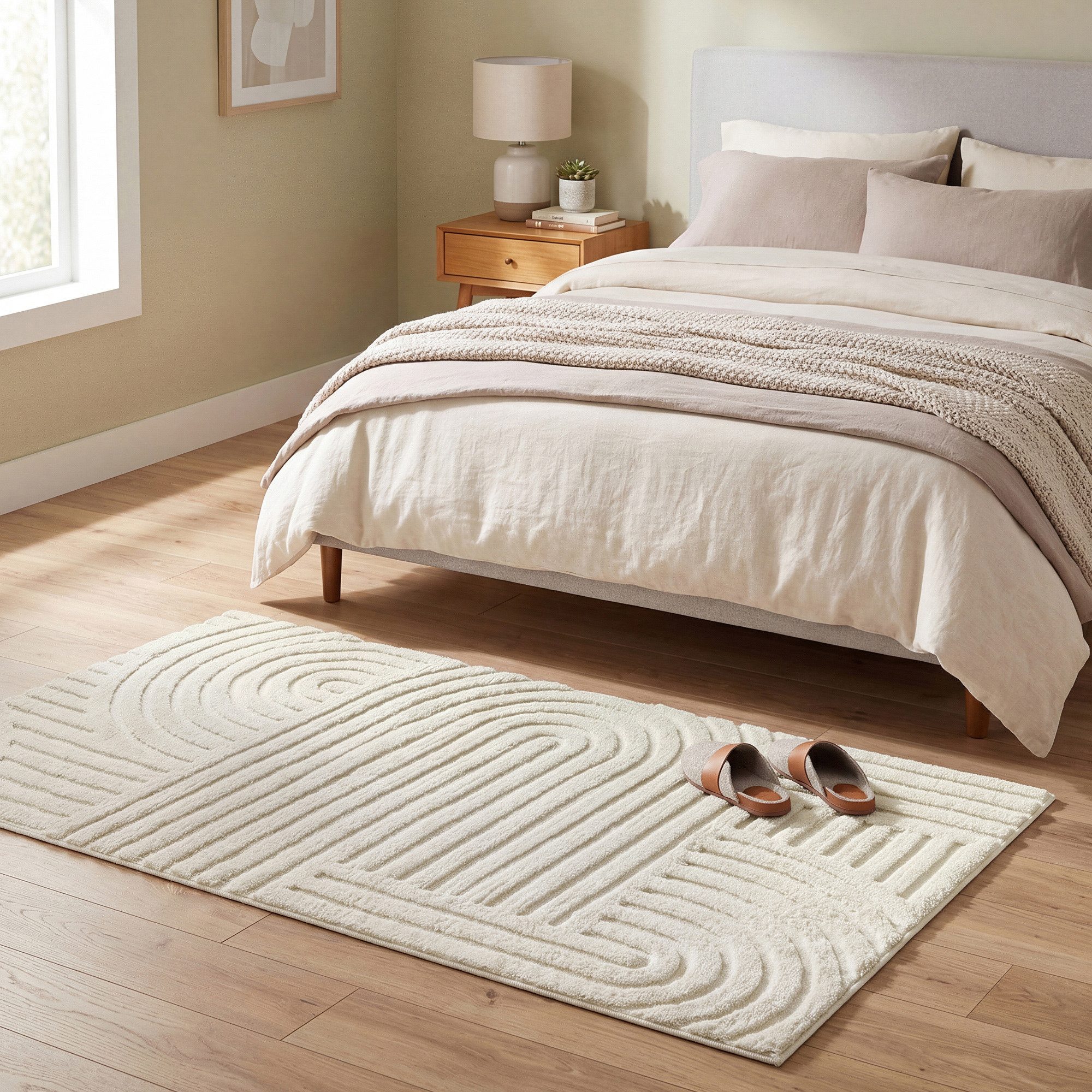 SONGMICS Teppich 3D Hoch-Tief-Flor, Höhe:10mm für Wohnzimmer Schlafzimmer, Maschinenwaschbar, Rutschfeste TPR-Rückseite, 150 x 80 x 1 cm