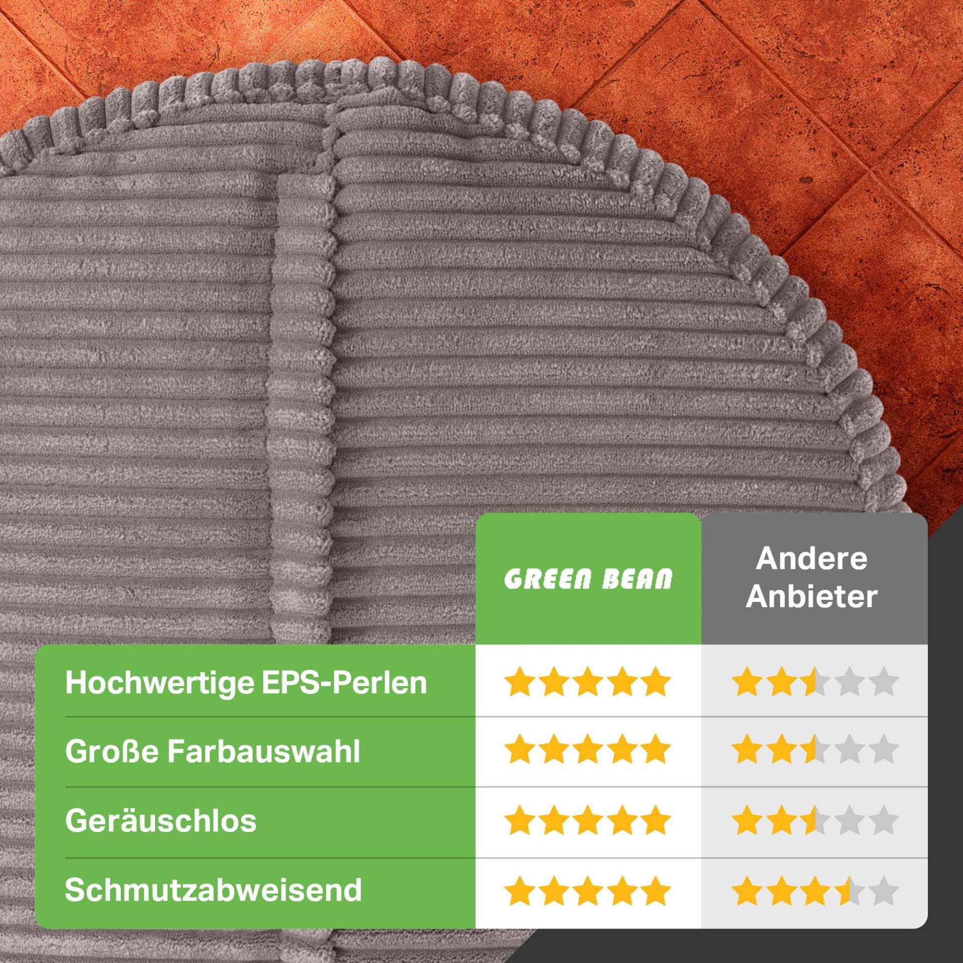 Green Bean Pouf Sitzsack-Hocker Pouf Cord 45x25cm (Indoor Sitzhocker Sitzkissen Fußhocker Relax-Sessel, Made in Germany), die ideale Ergänzung zum Sitzsack – Bild 4 von 5