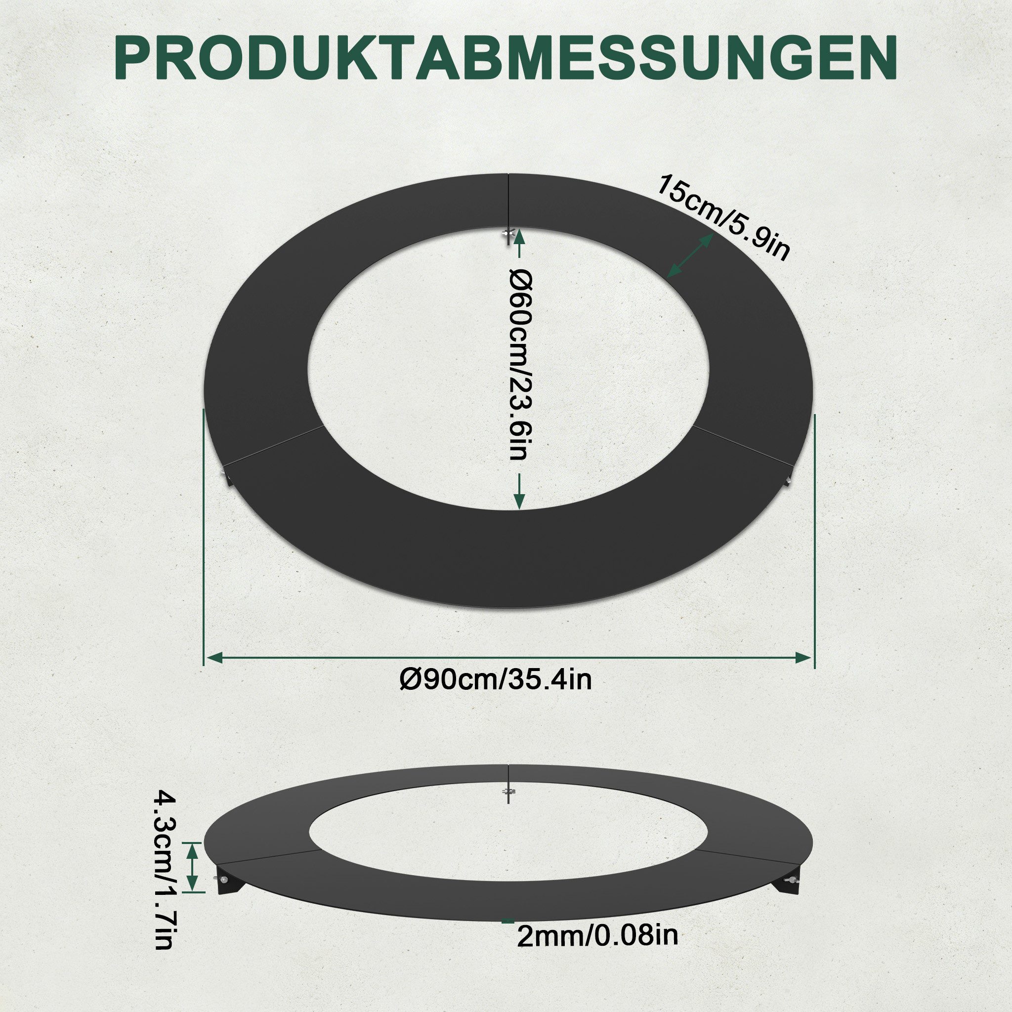 FIVMEN Beetumrandung Mähkante Rasenkante Baumring aus Stahl Gartenpflege, für Bäume & Sträucher, Mähroboter-kompatibel Gartendeko