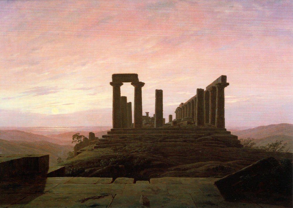 Postkarte Kunstkarte Caspar David Friedrich "Juno-Tempel in Agrigent"