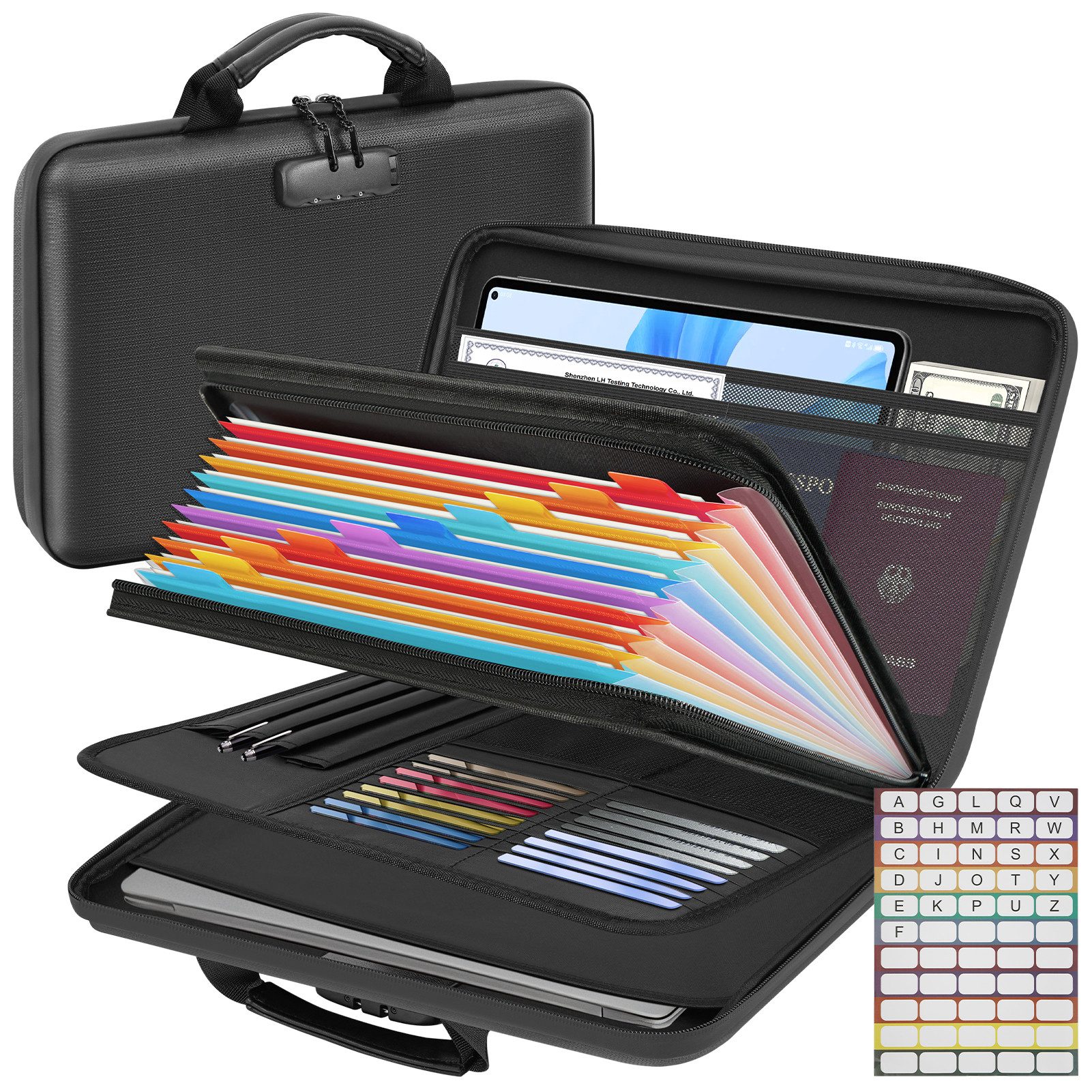 OSTWOLKE Dokumententasche Feuerfeste Aktentasche/Dokumentenbox aus Hartschale mit Schloss, wasserdicht, tragbar