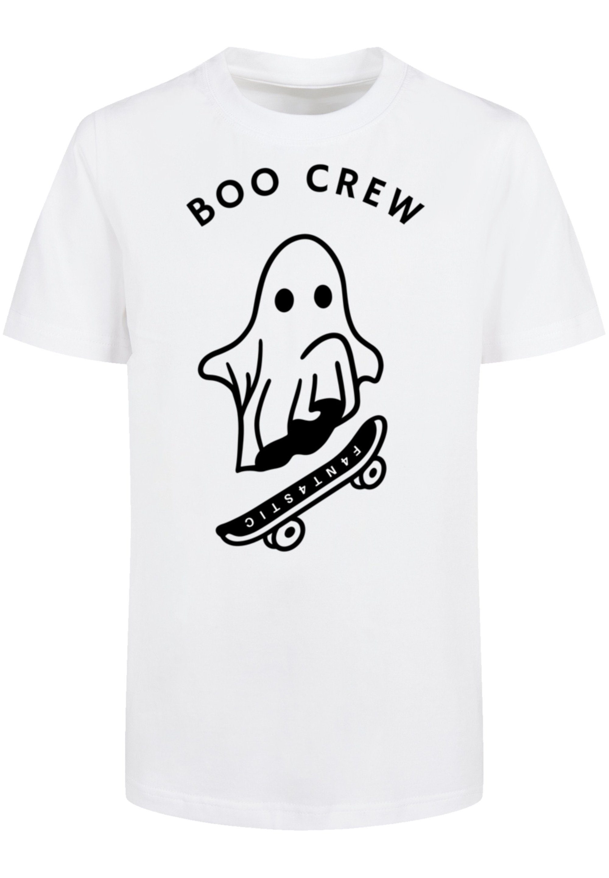 F4NT4STIC T-Shirt Rundhalsausschnitt gerippten Crew Boo und Fit Print, mit Halloween Regular