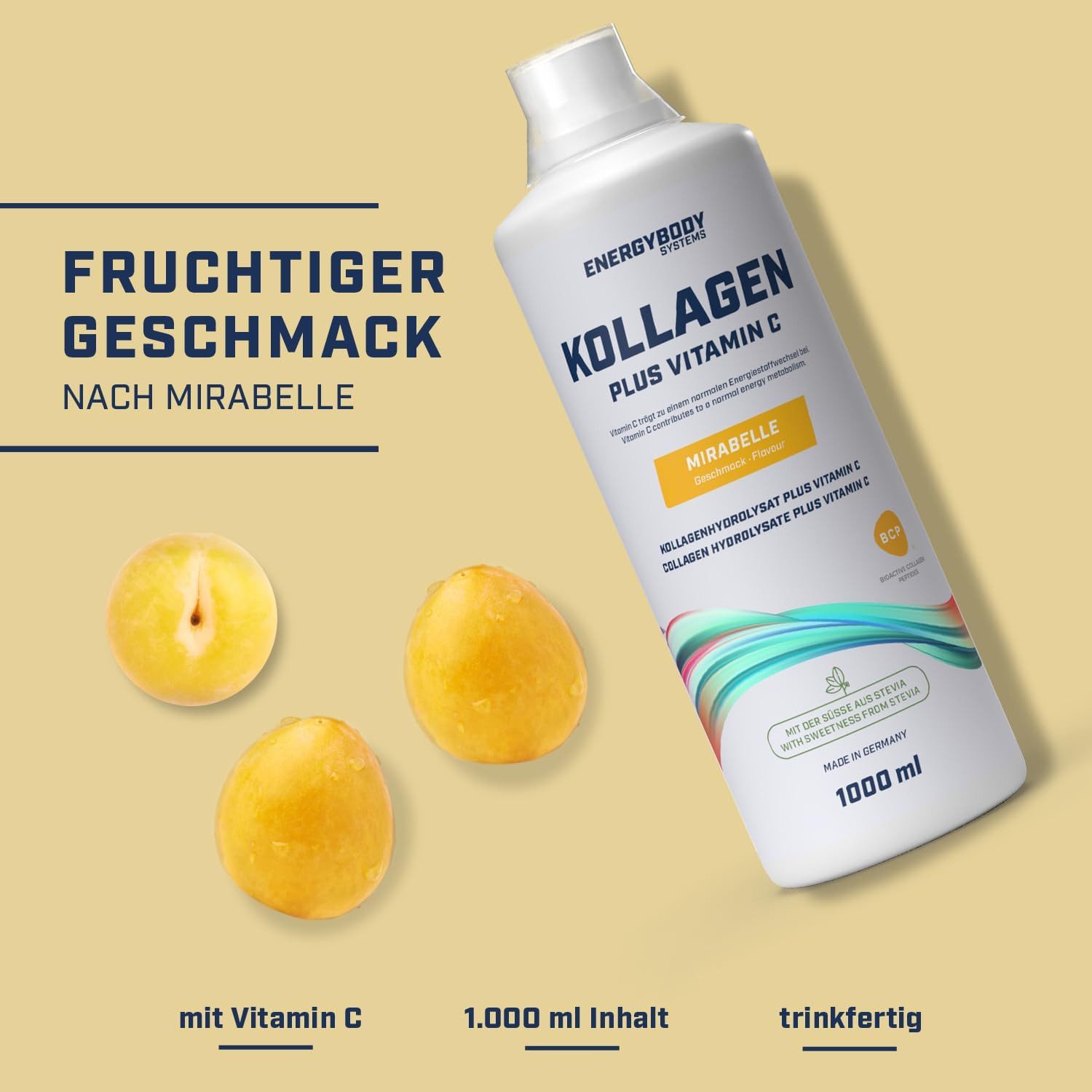 Energybody Systems Kollagen Liquid Plus Vitamin C, Collagen flüssig, fruchtig lecker, 1 Liter
