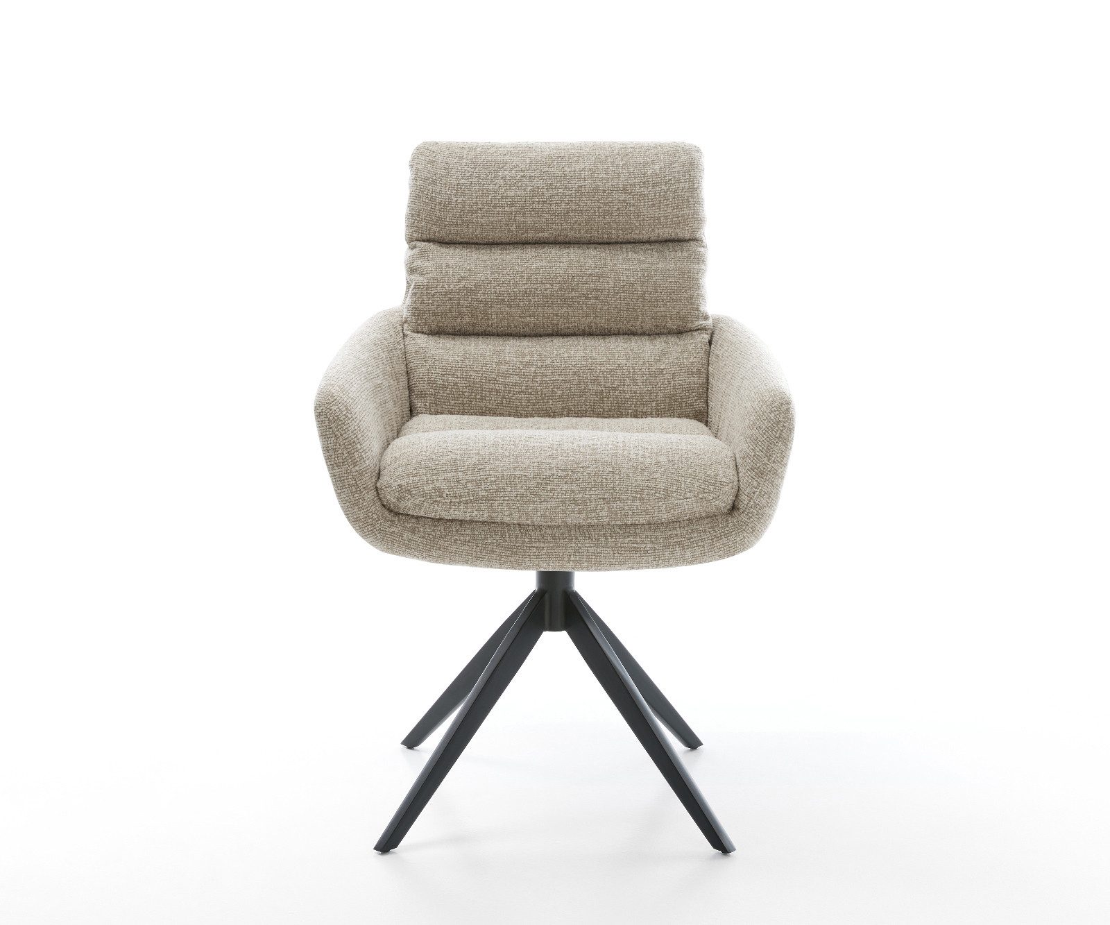 DELIFE Polsterstuhl Abelia-Flex, mit Armlehnen Kreuzgestell breit Schwarz Webstoff Soft Beige 360° dreh – Bild 3 von 5