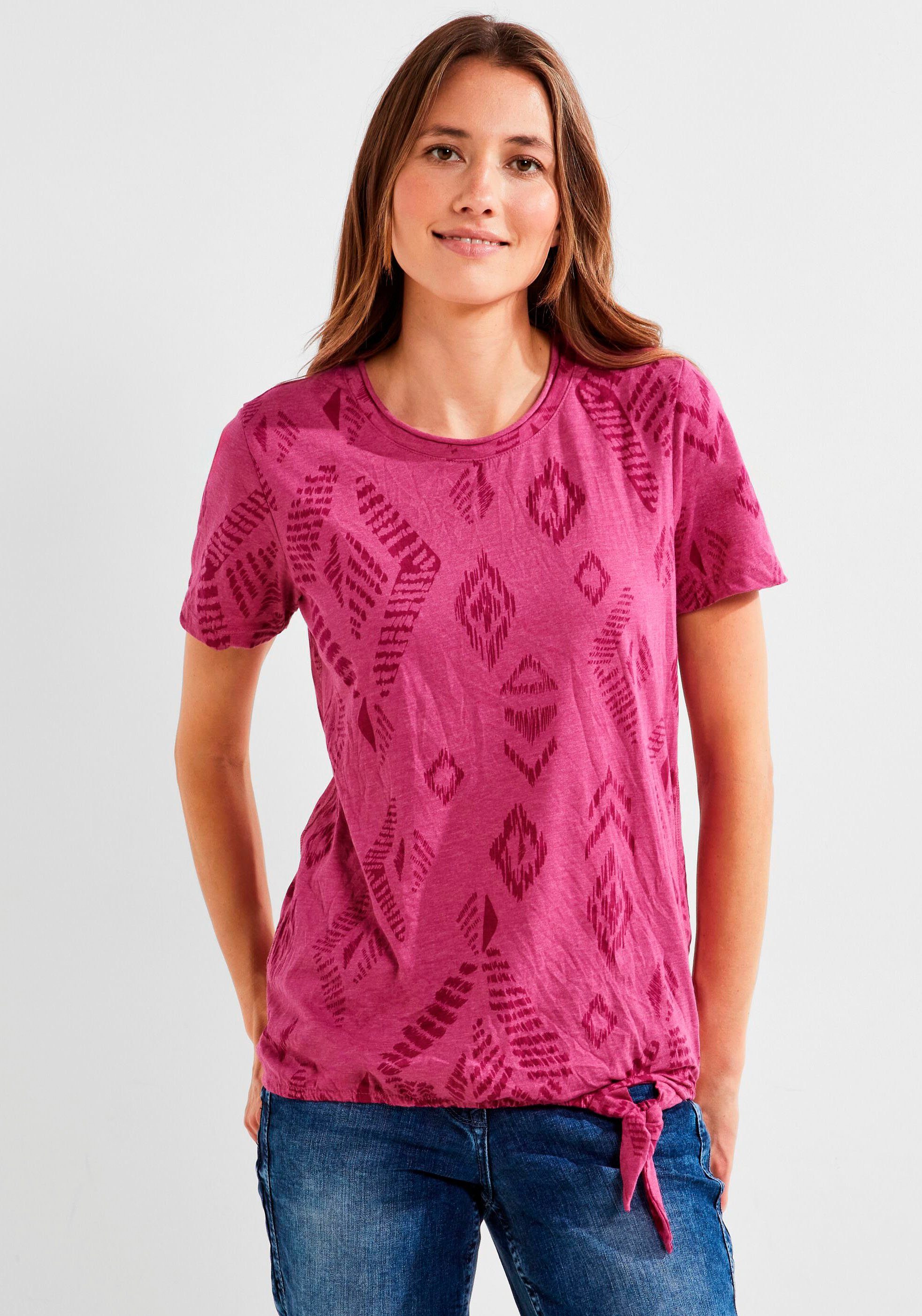 Cecil T-Shirt mit Knotendetail pink meliert