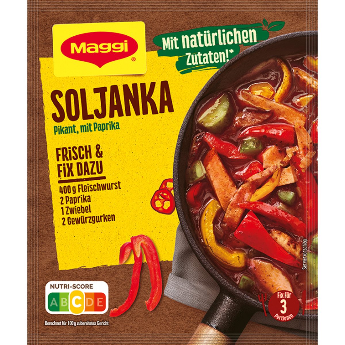 MAGGI Fertiggericht, Maggi Fix für Soljanka pikant mit Paprika mit natürlichen Zutaten 33g