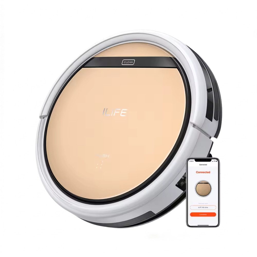 ILIFE Saugroboter V5s Kabelloser Roboter-Staubsauger mit Ladestation, 40 W, mit Beutel, Automatische Reinigungszyklen, Anti-Verwicklungs-Design
