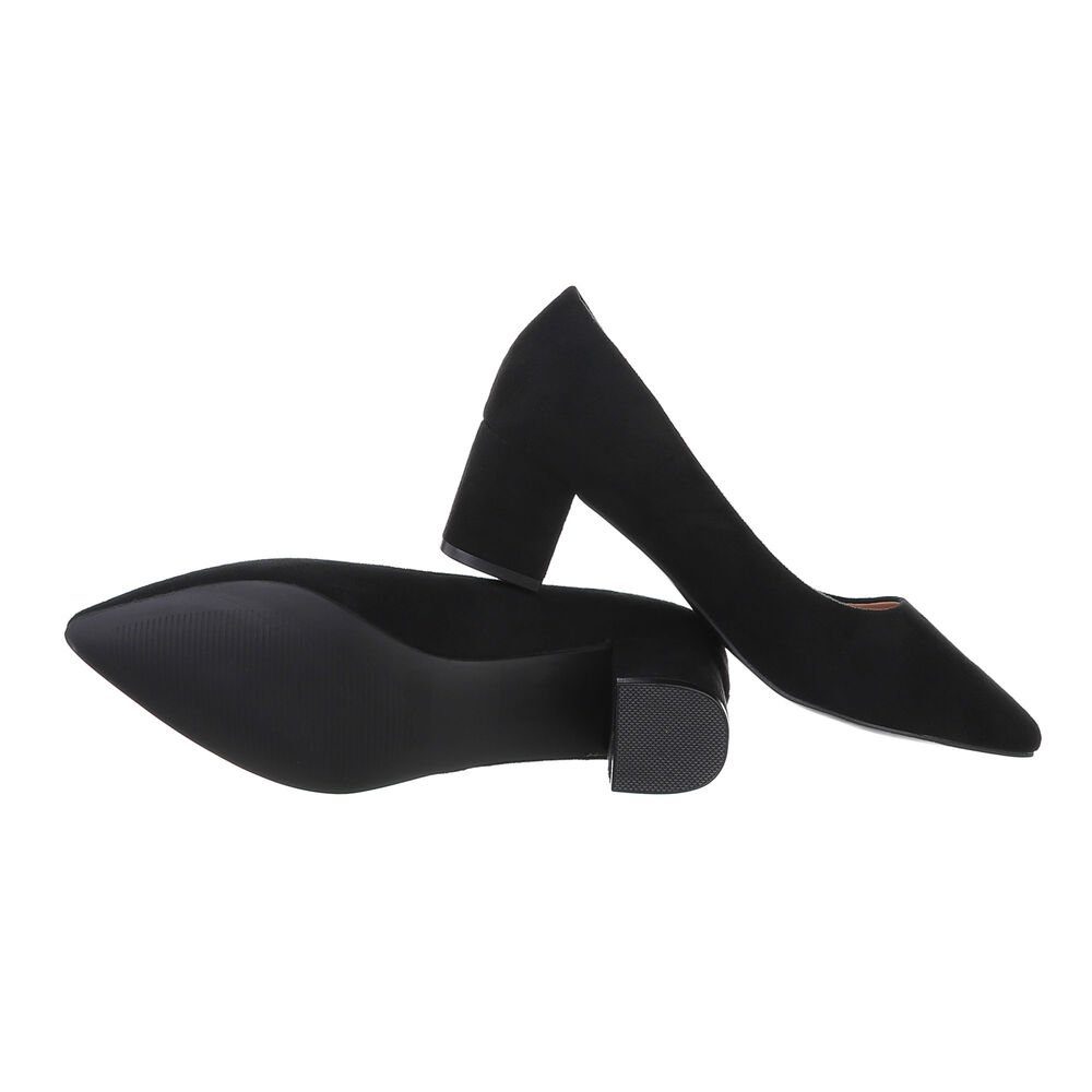 Damen Blockabsatz Pumps in Ital-Design Abendschuhe Elegant Schwarz Klassische Pumps