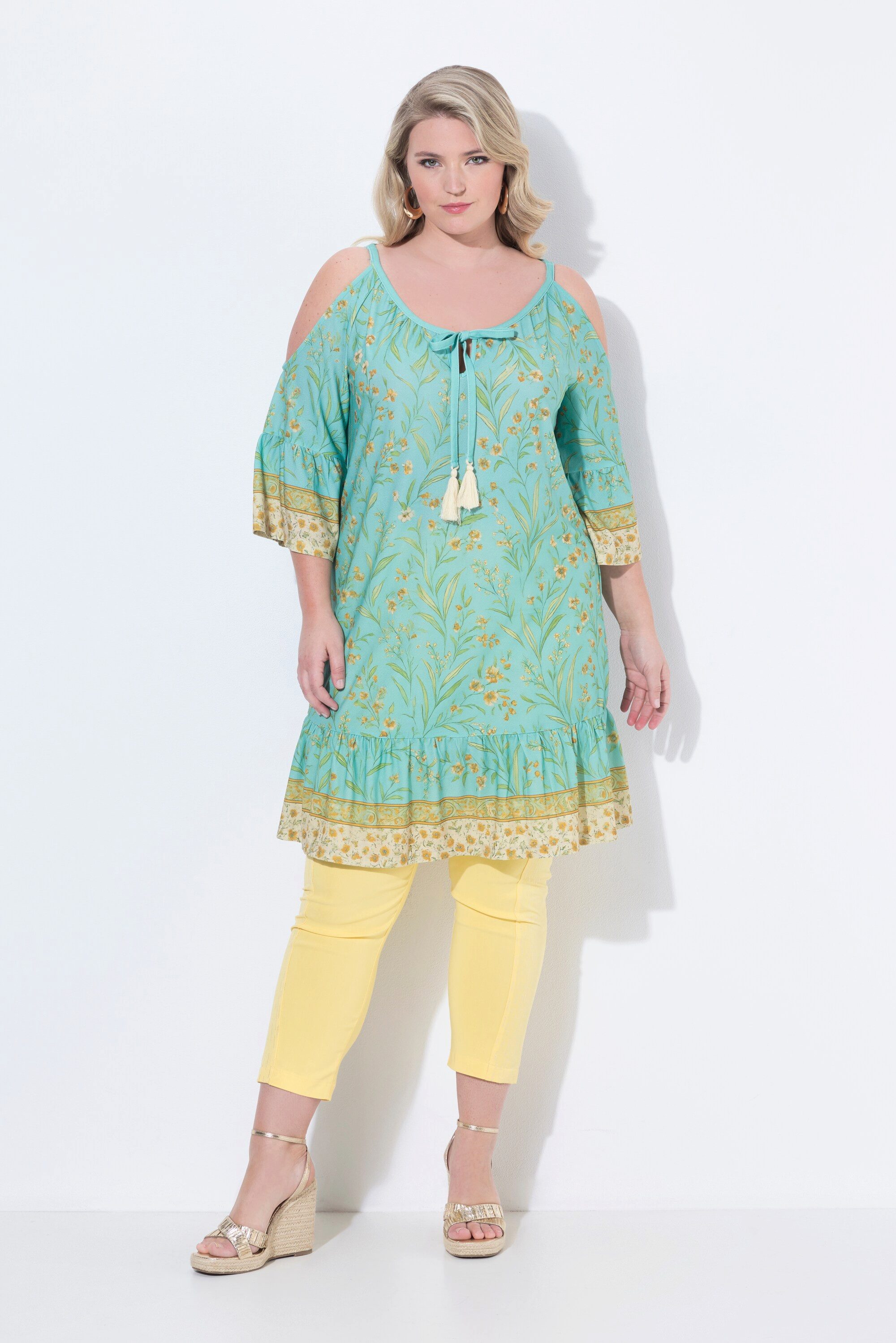 MIAMODA Longbluse A-Linie Krepp Schulter-CutOut