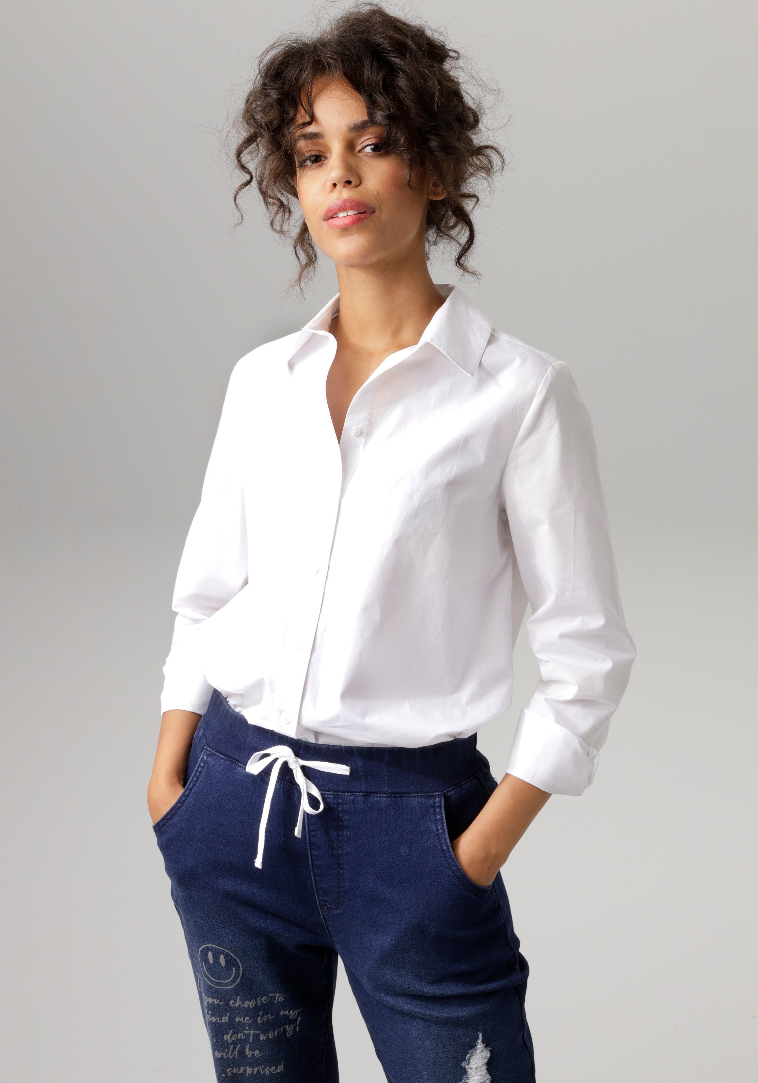 Aniston CASUAL Longbluse mit kurzen Seitenschlitzen günstig online kaufen