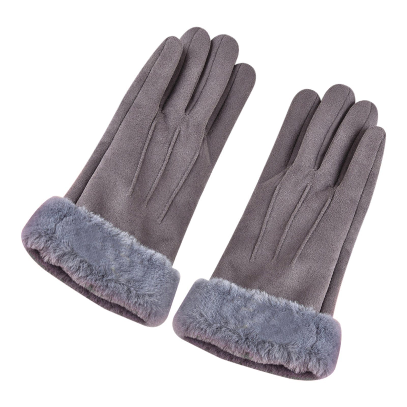 Blusmart Fahrradhandschuhe Frauen Erwärmung Hand Handschuhe Wildleder Handschuhe Frauen Winter grau