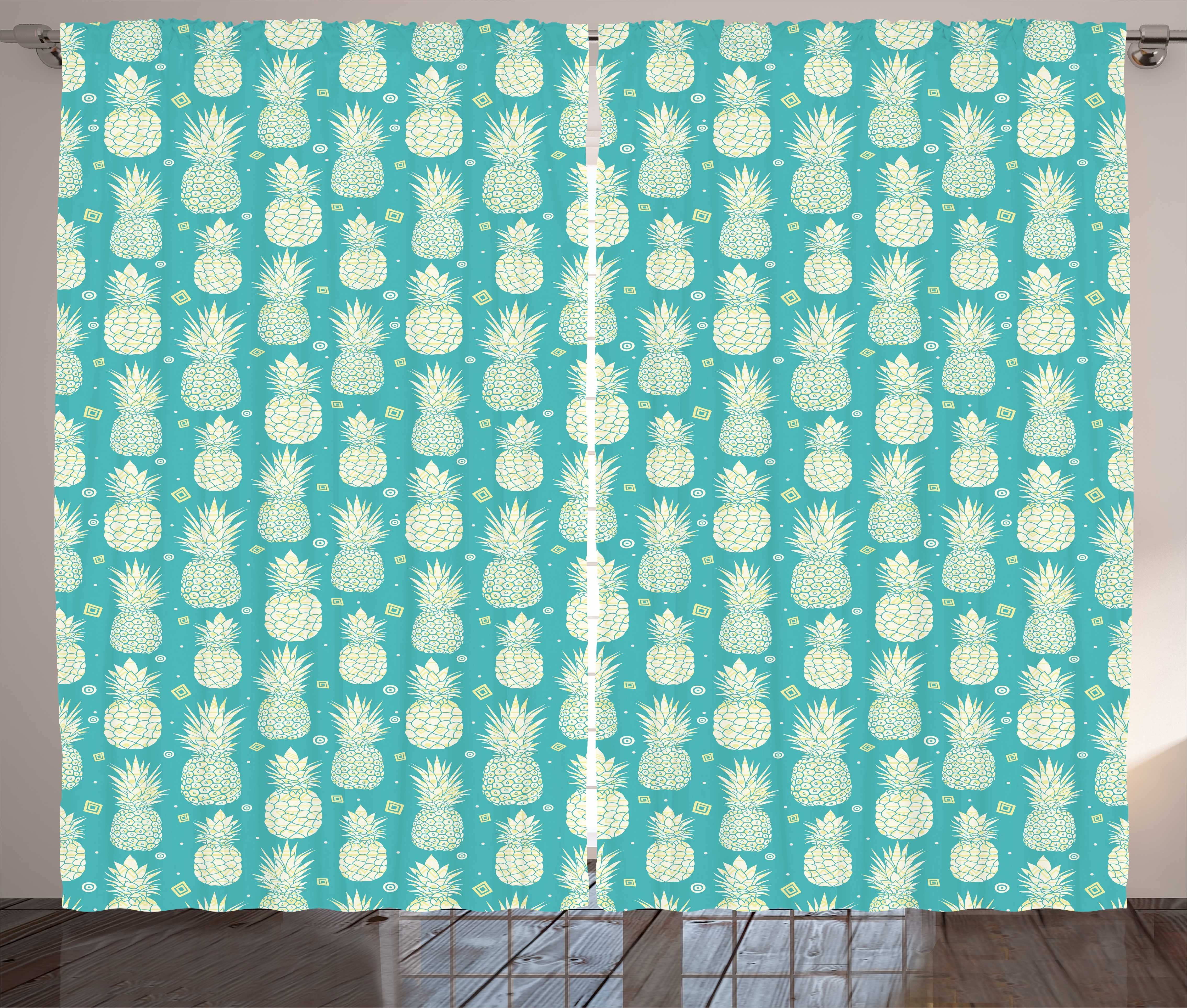 Gardine Schlafzimmer Kräuselband Vorhang mit Schlaufen und Haken, Abakuhaus, Ananas Abstrakte Sommer-Frucht-Kunst