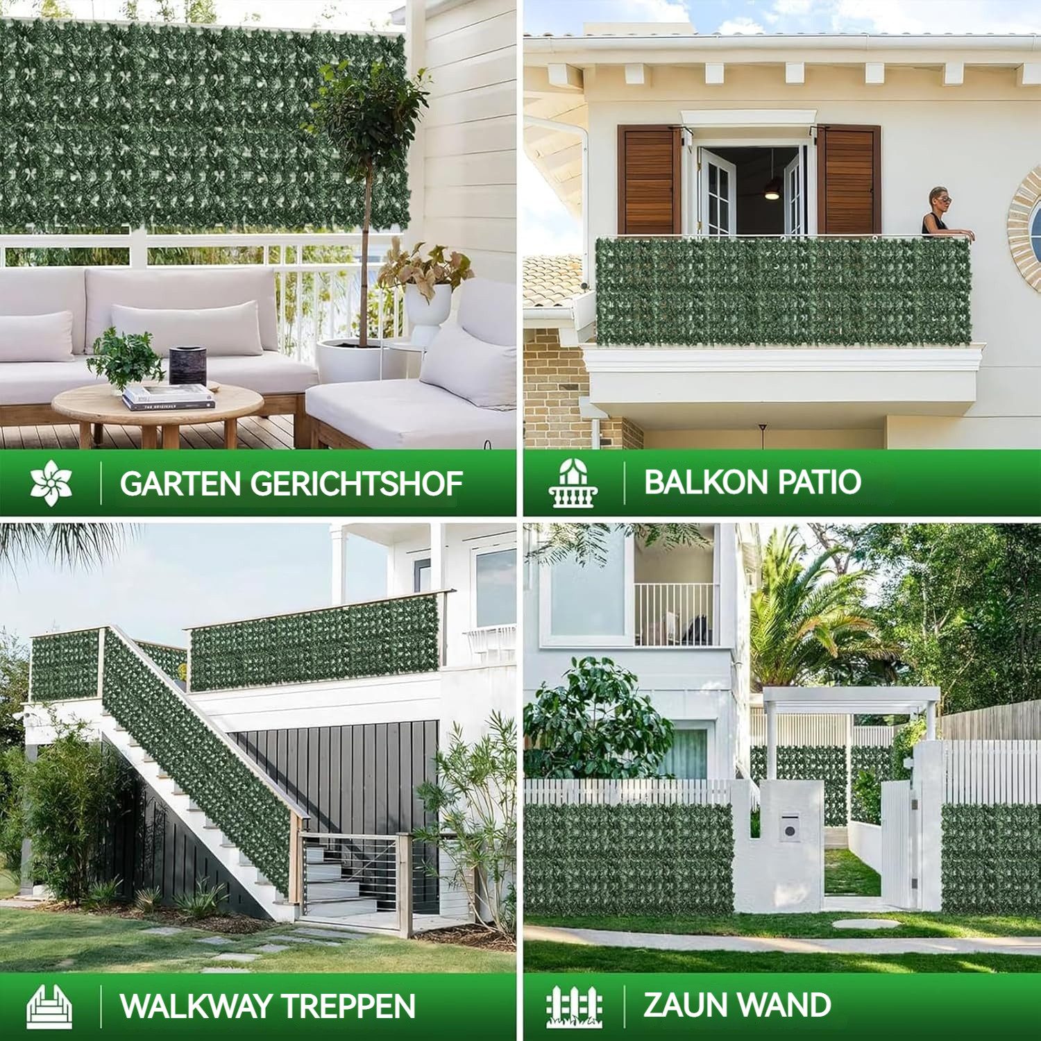 Thumbnail - BlingBin Kunsthecken-Sichtschutz Künstlicher Efeu-Sichtschutzzaun künstliche Blätter Pflanzenrebe, (1 Set, 1-St., 104*13...