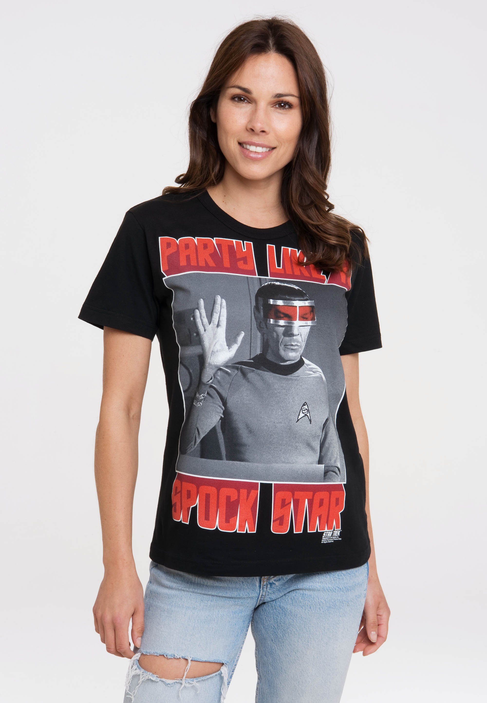 LOGOSHIRT T-Shirt Star Trek - Spock, Party mit lizenziertem Print
