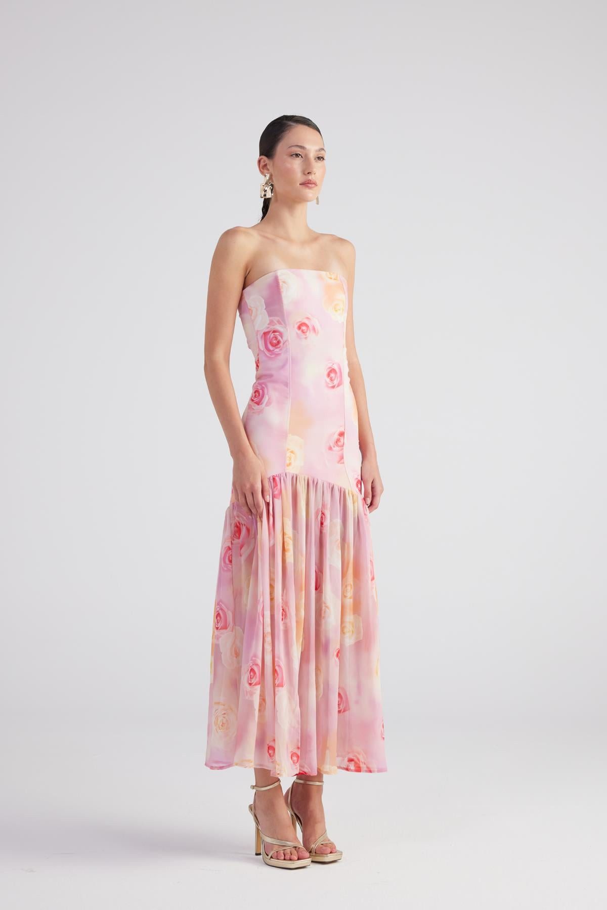 HOLLY LOLLY Midikleid Blumen Chiffon Maxi Kleid