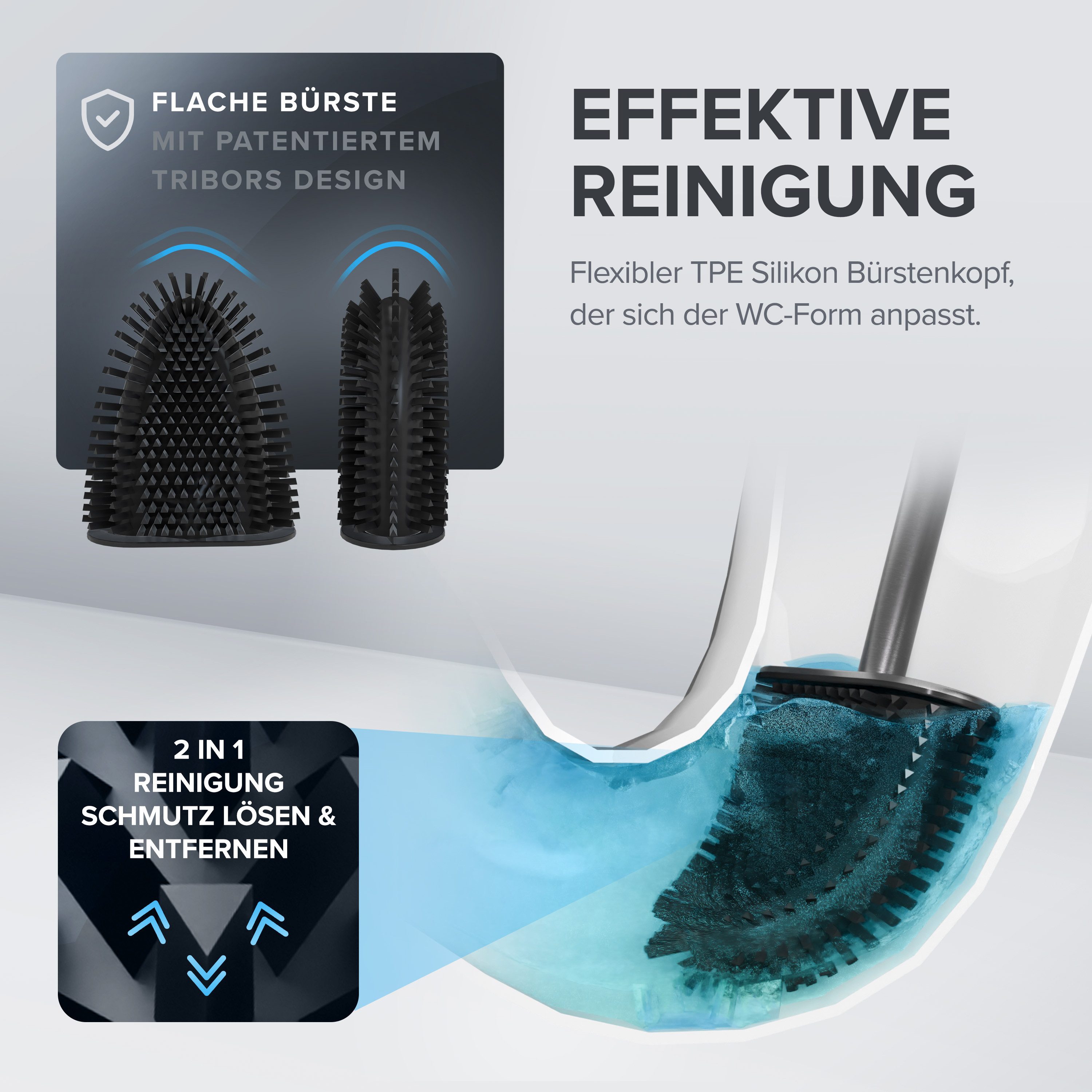 ovimar WC-Reinigungsbürste, (1-tlg), aus Edelstahl in Gunmetal zur Wandmontage (optional)