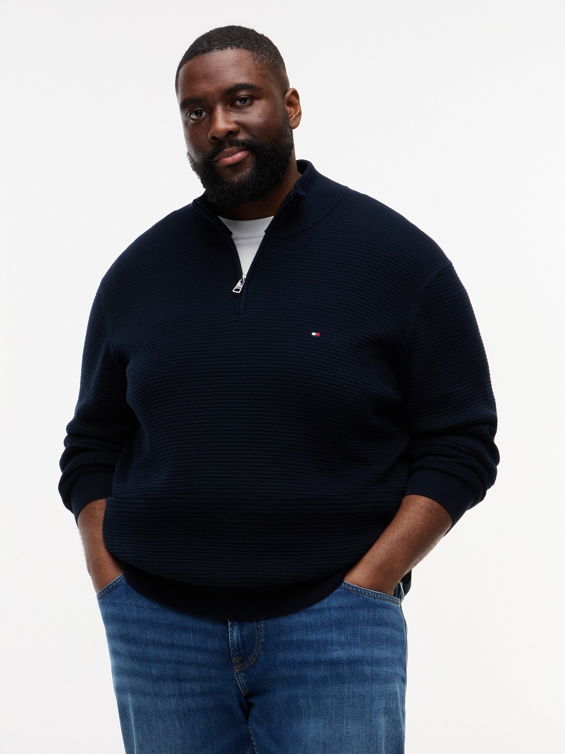 Tommy Hilfiger Big & Tall Strickpullover BT-SEASONAL STRUCTURE ZIP MOCK Große Größen