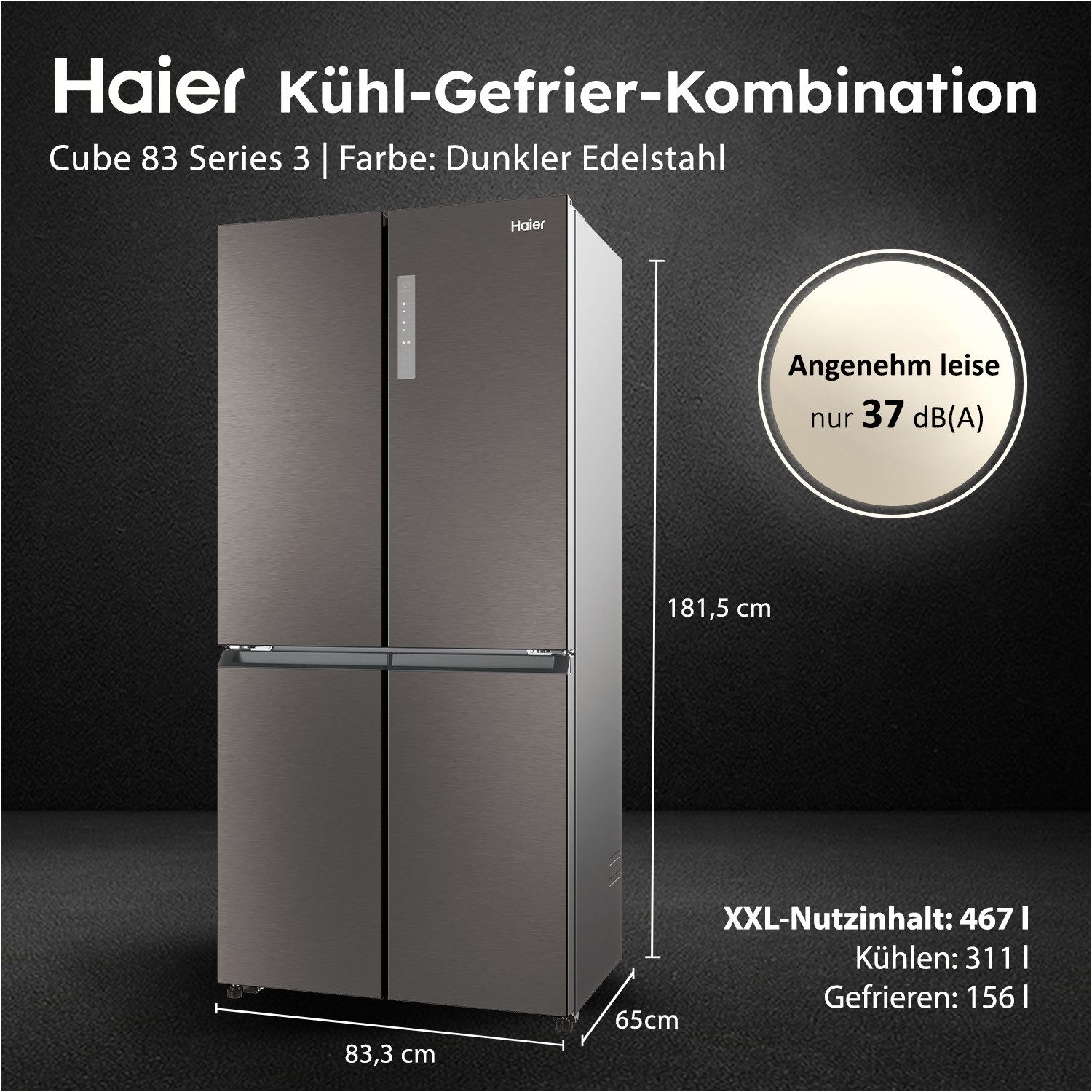 Haier Kühl-/Gefrierkombination Cube 83 HCR3818ENMD, 181,5 cm hoch, 83,3 cm breit, Total No Frost: Nie wieder abtauen