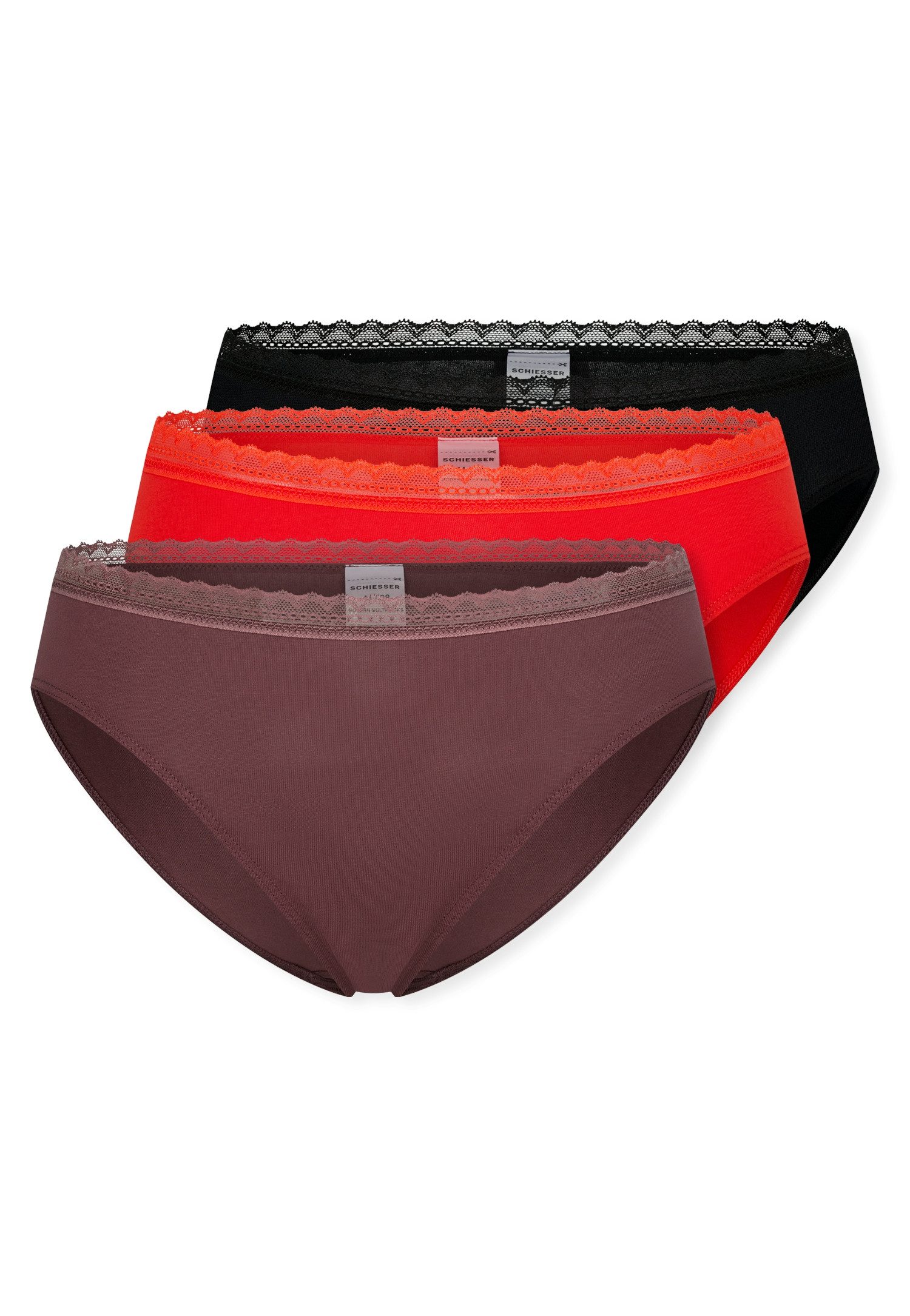 Schiesser Rioslip Modern Multipacks (3er Pack) Spitzenbänder, Baumwollmischung, Single Jersey