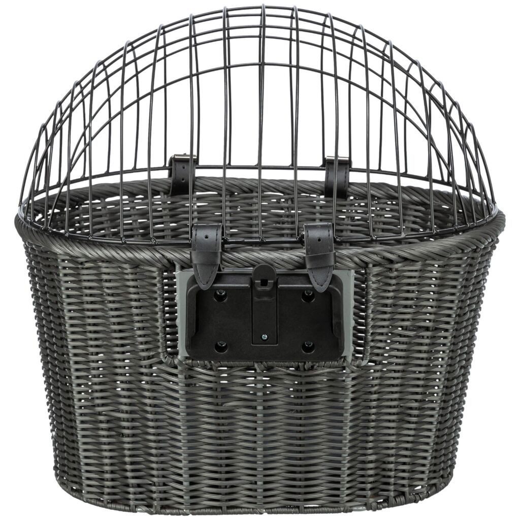 TRIXIE Tierfahrradkorb Hundefahrradkorb vorne aus Polyrattan - anthrazit - 44 × 41 × 34 cm