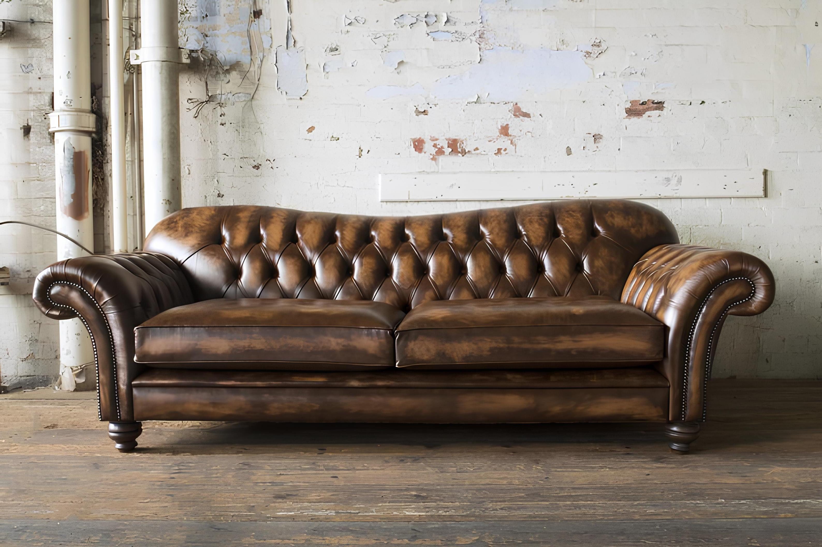 Xlmoebel Chesterfield-Sofa Ledersofa im Chesterfield-Stil mit edler Polsterung, Hergestellt in Europa