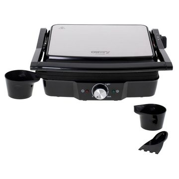 Camry Kontaktgrill CR 3053, 2500 W, Temperaturregler, teflonbeschichtete Heizplatten, Tischgrill, Elektrogrill, Sandwichmaker, Schwarz / Grau