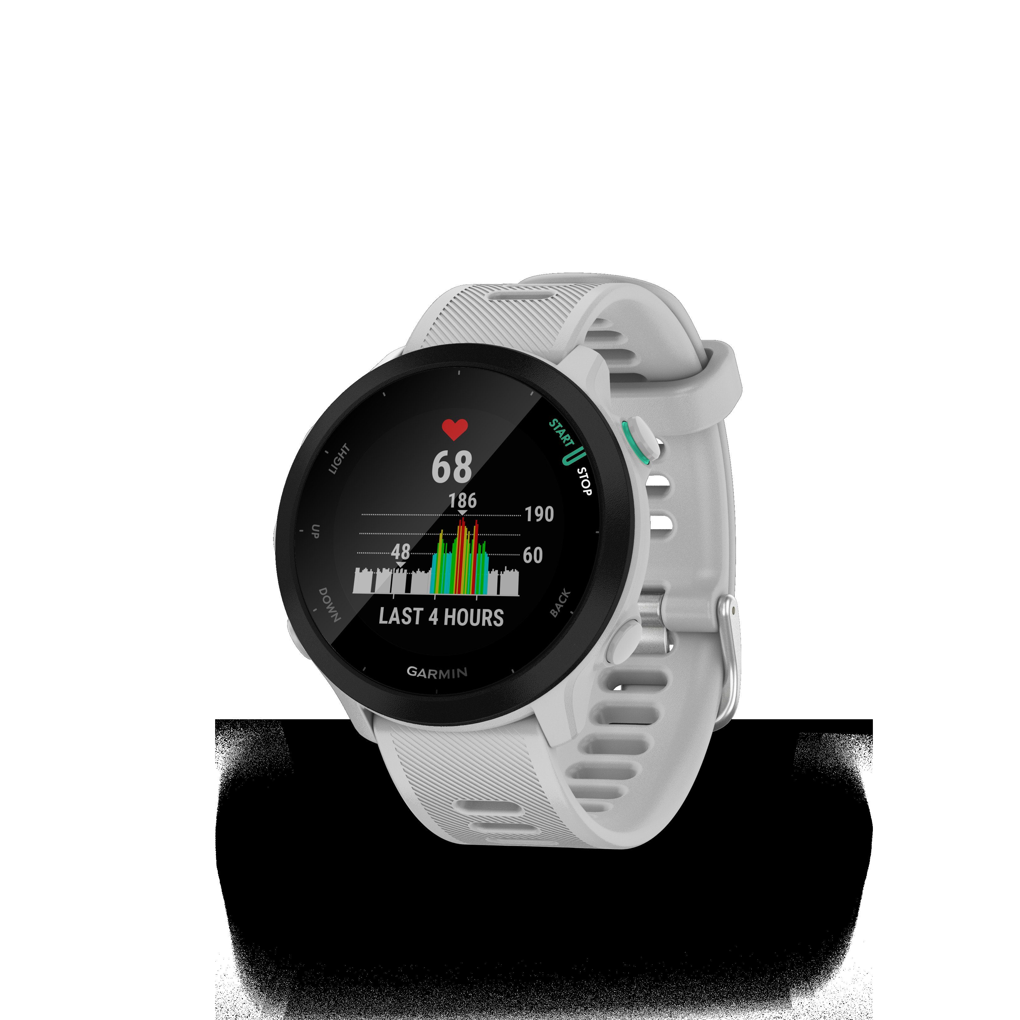 Garmin FORERUNNER 55 Multisport- | Weiß schwarz/weiß Garmin), Zoll, (2,64 GPS-Laufuhr Smartwatch cm/1,04