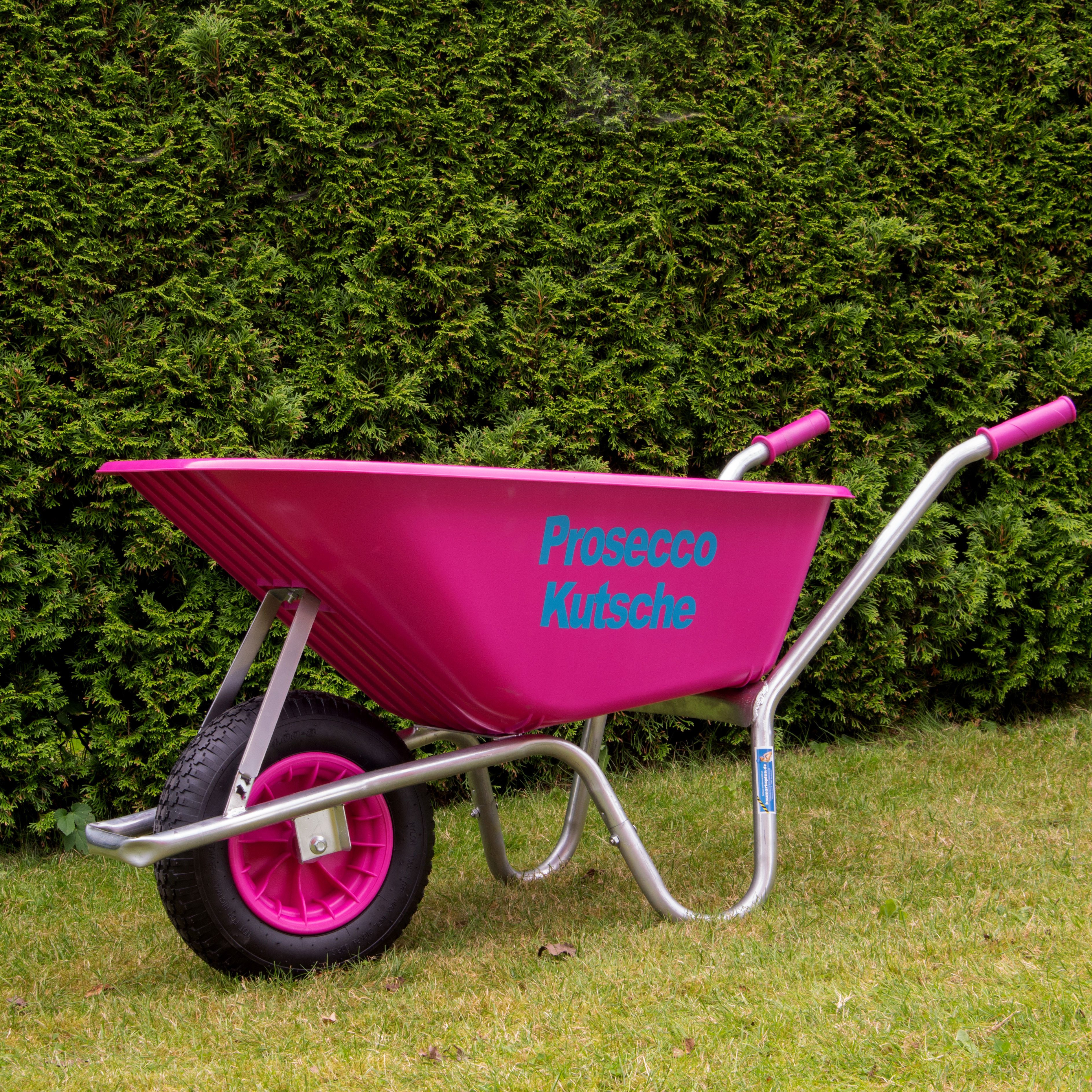 TRUTZHOLM Schubkarre Proseccokutsche PP 100 L 250 kg Gartenschubkarre Schiebkarre pink