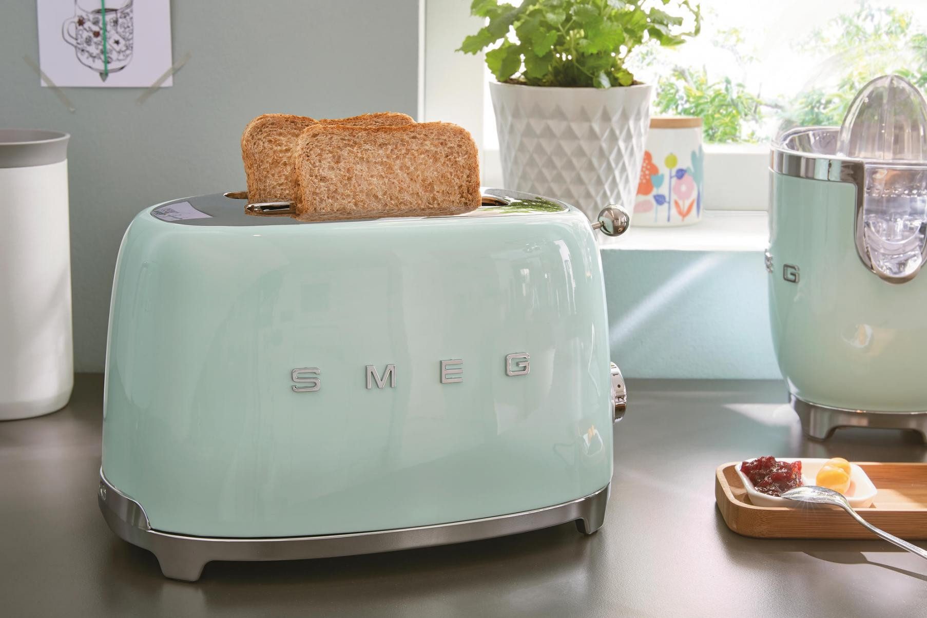 Smeg Toaster TSF01PGEU 2-Schlitz-Toaster Pastellgrün 50s Style kompakt – Bild 5 von 5