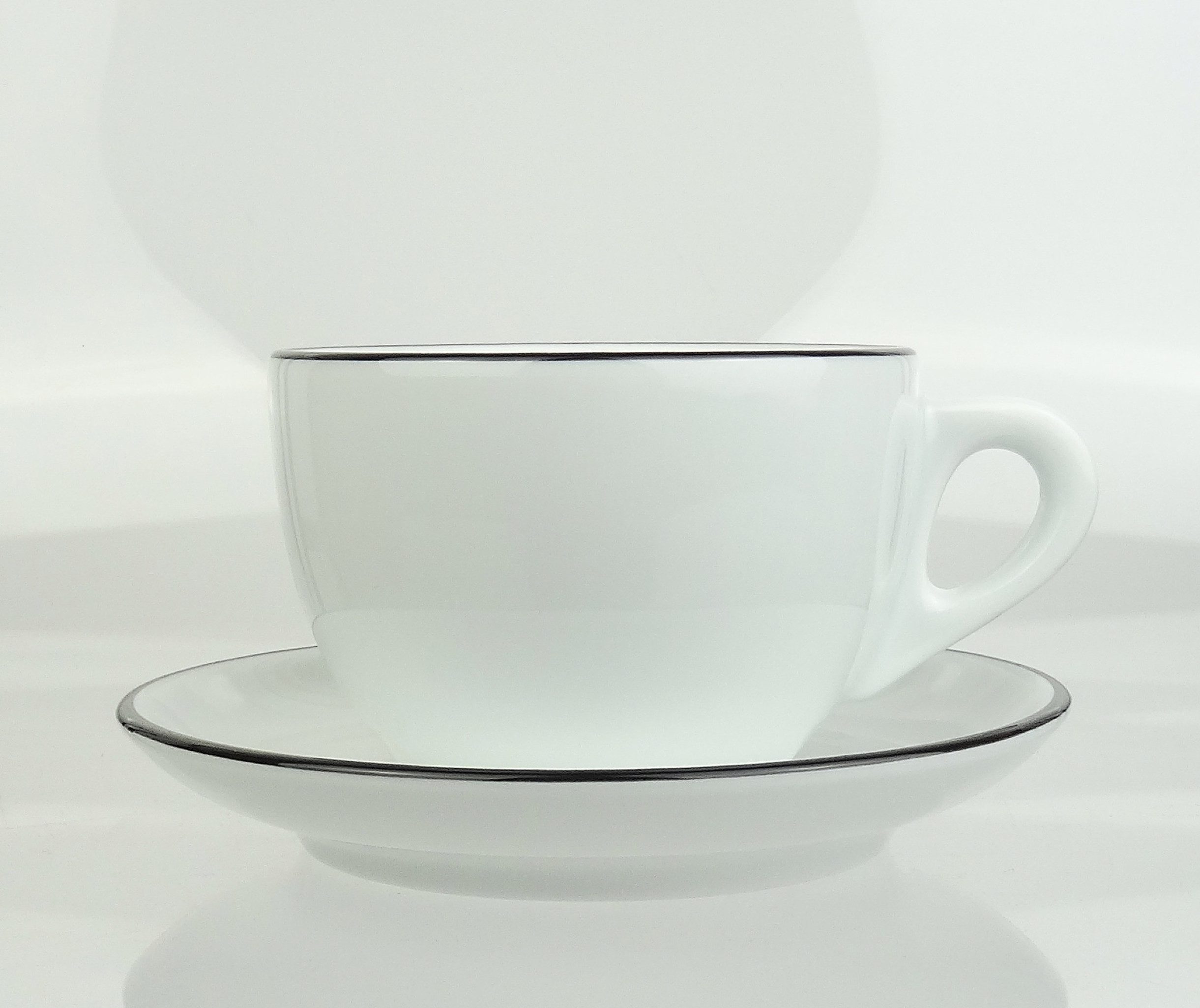 Ancap Cappuccinotasse dickwandig, schwarzer Rand, Made in Italy, 1-tlg., Porzellan