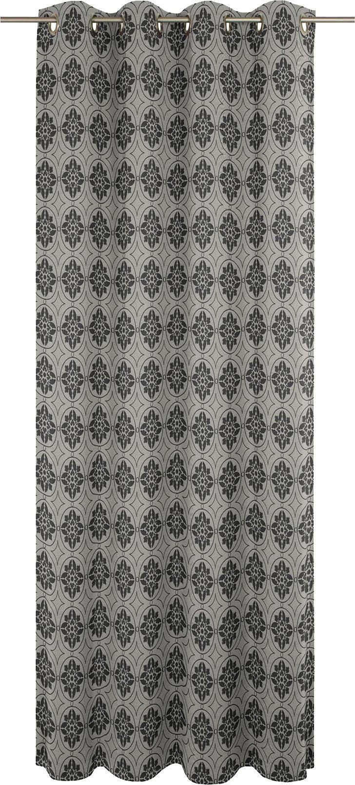 Vorhang (1 Ösen Puligny blickdicht, schwarz A, Romantic Adam, St), Jacquard