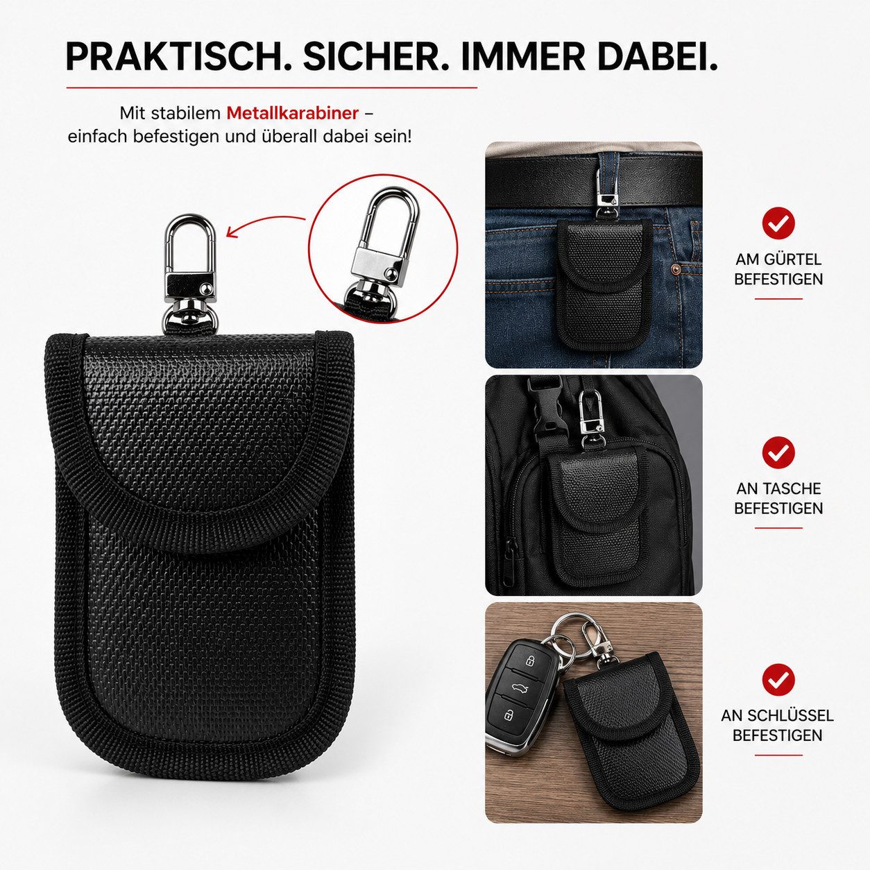 FireMat Schlüsseltasche Schlüsseltasche – Keyless Go RFID Schutz, feuerfest, wasserfest