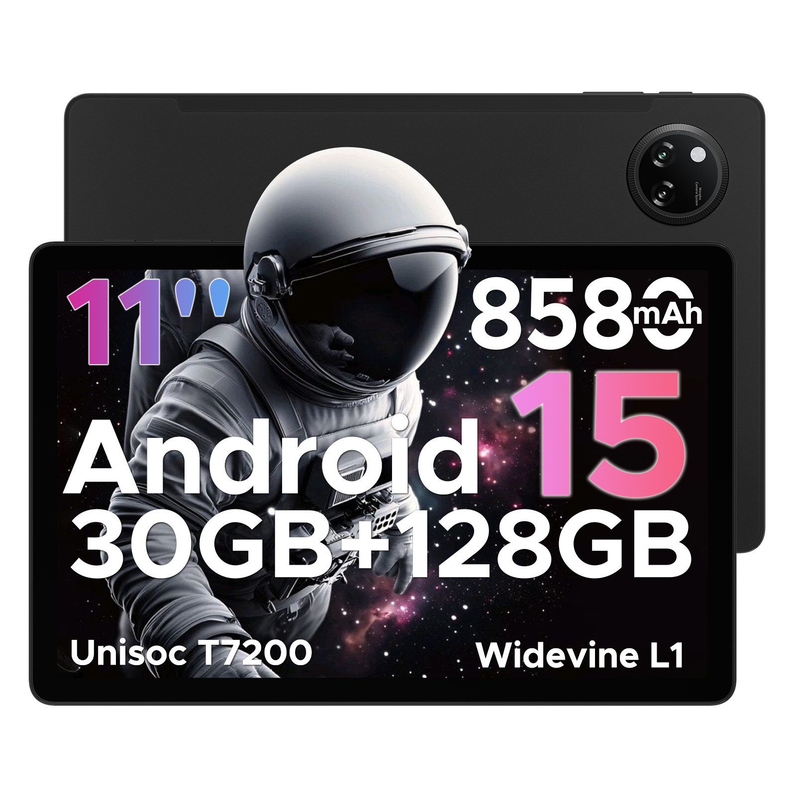DOOGEE TAB A9 PRO+ Android 11" HD Gaming Tablet 6GB+128GB /2TB Android Tablet (11", 128 GB, Android 15, 8580 mAh Akku, 13 MP + 5 MP, WiFi 5, Widevine L1, GPS, Face ID, OTG)