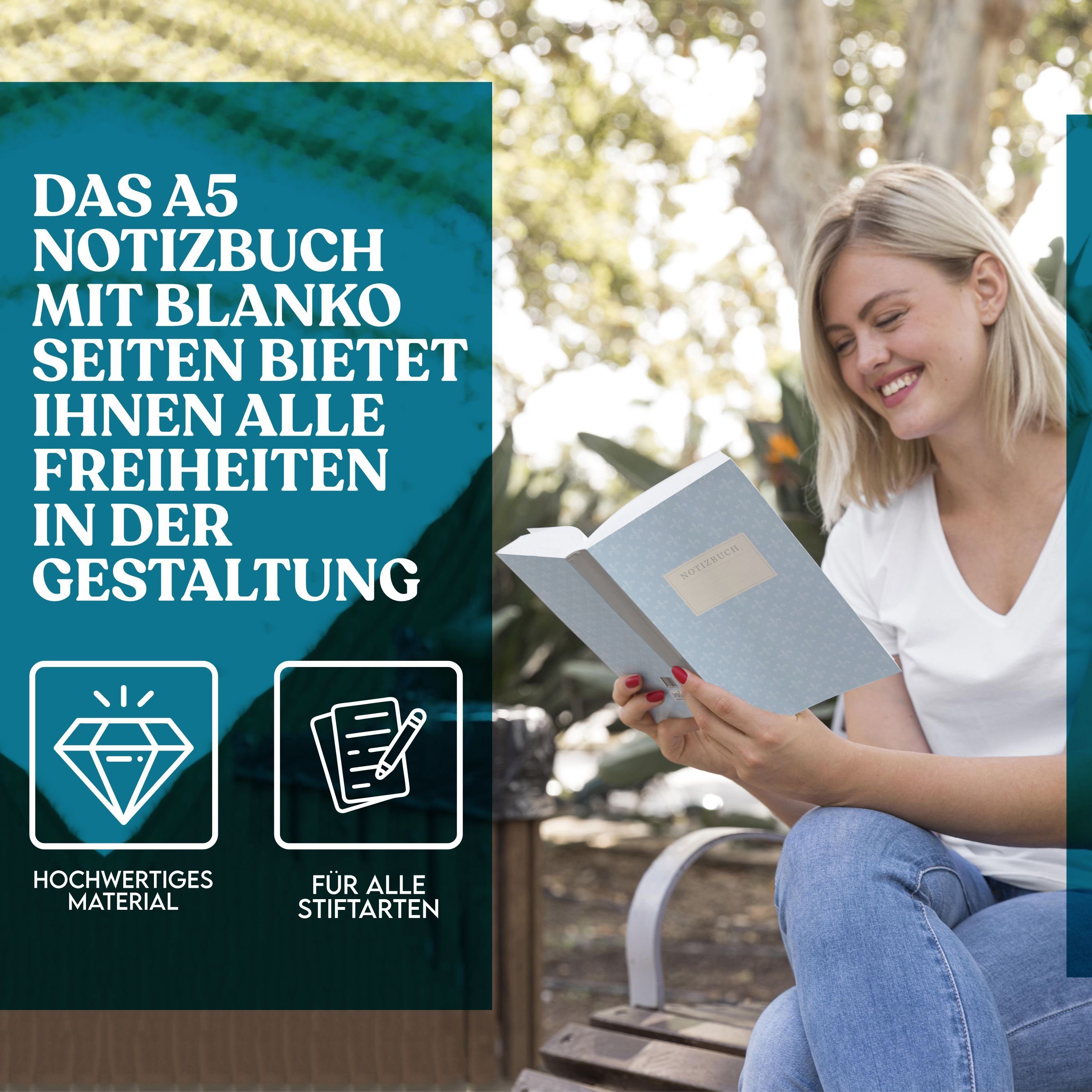 LifeDesign Notizbuch "Lilie" DIN A5 Skizzenbuch, Hardcover, Fadenbindung, edles Papier, FSC- & EU-Ecolabel zertifizert