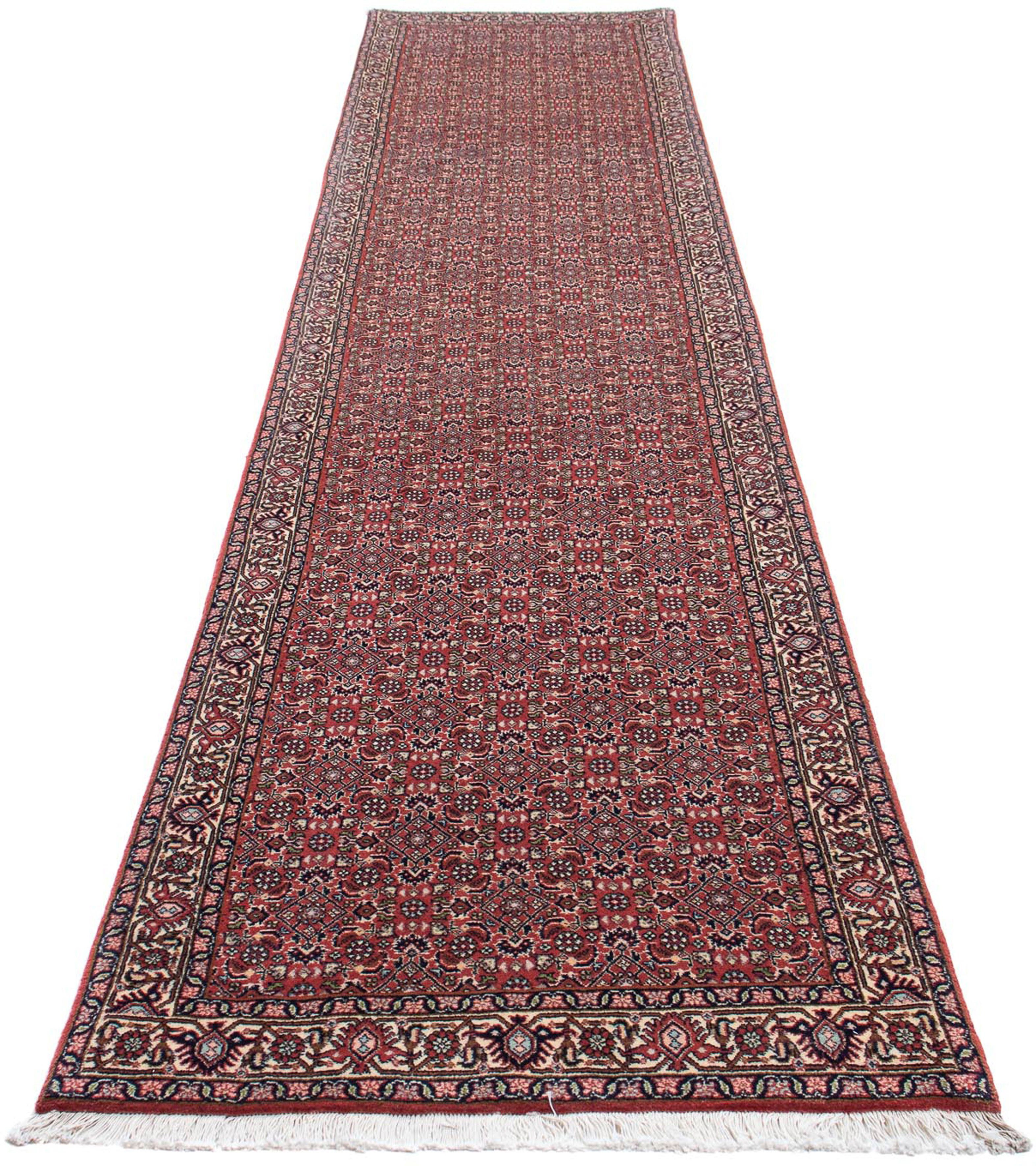 Orientteppich Perser - Bidjar - 400 x 88 cm - hellrot, morgenland, rechteckig, Höhe: 15 mm, Wohnzimmer, Handgeknüpft, Einzelstück mit Zertifikat
